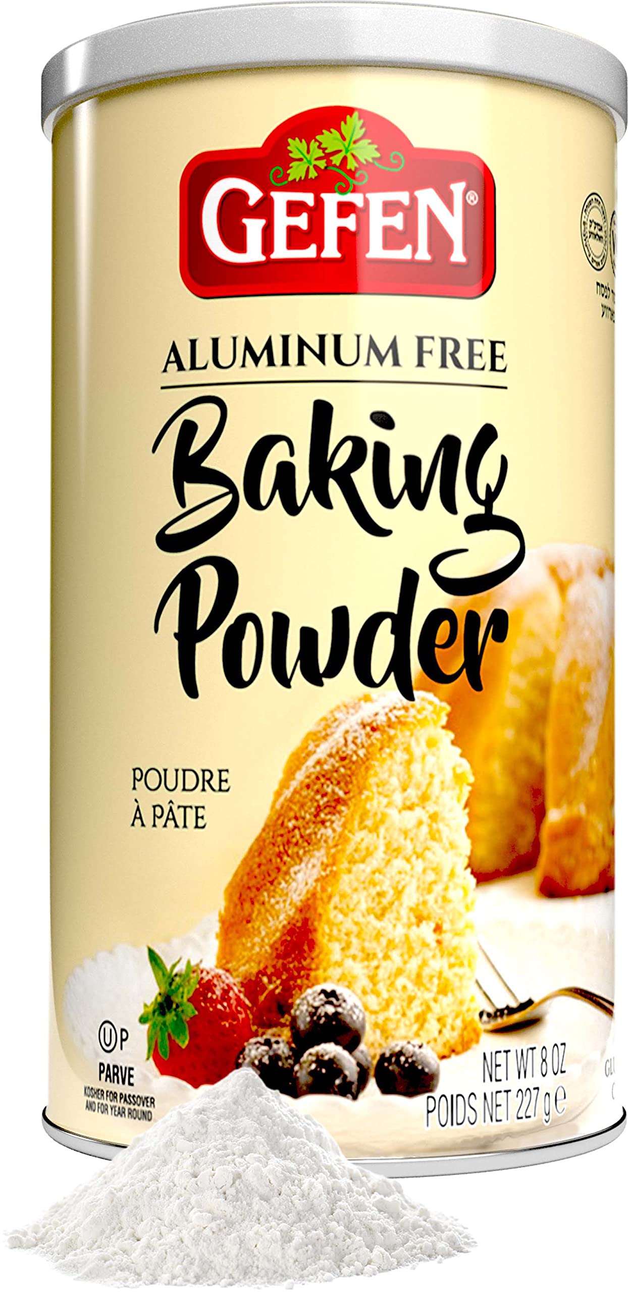 Gefen Baking Powder, 8oz Resealable Container, Gluten Free, Aluminum Free,  Cornstarch Free