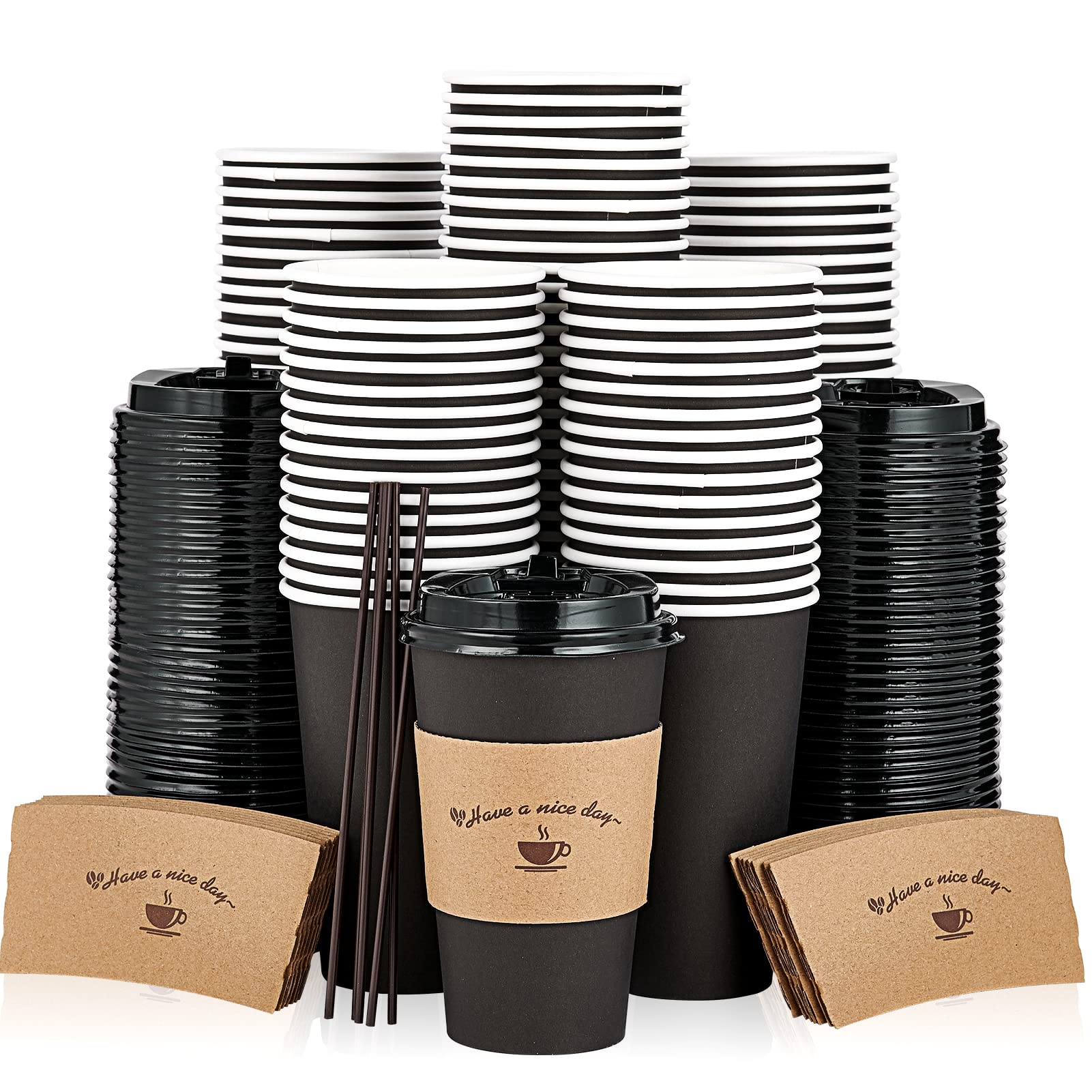 16oz Paper Coffee Cups - Disposable White Hot Cups for Coffee, Tea or —  thatpaperstore