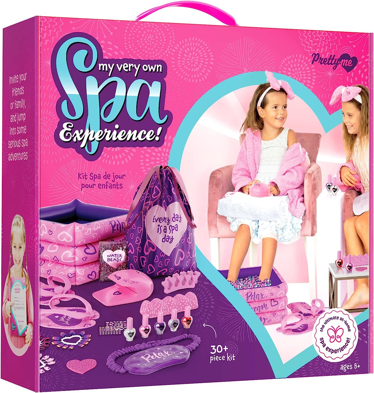 Spa Day Gift Set for Girls - Kids Manicure Pedicure Kit for Ages 6, 7, 8,  9, 10-12 Year Old Girl Gifts - Nail Art Salon + Sensory Beads Foot Spa +  Accessories Kit - Self Care Toys Age 5-12