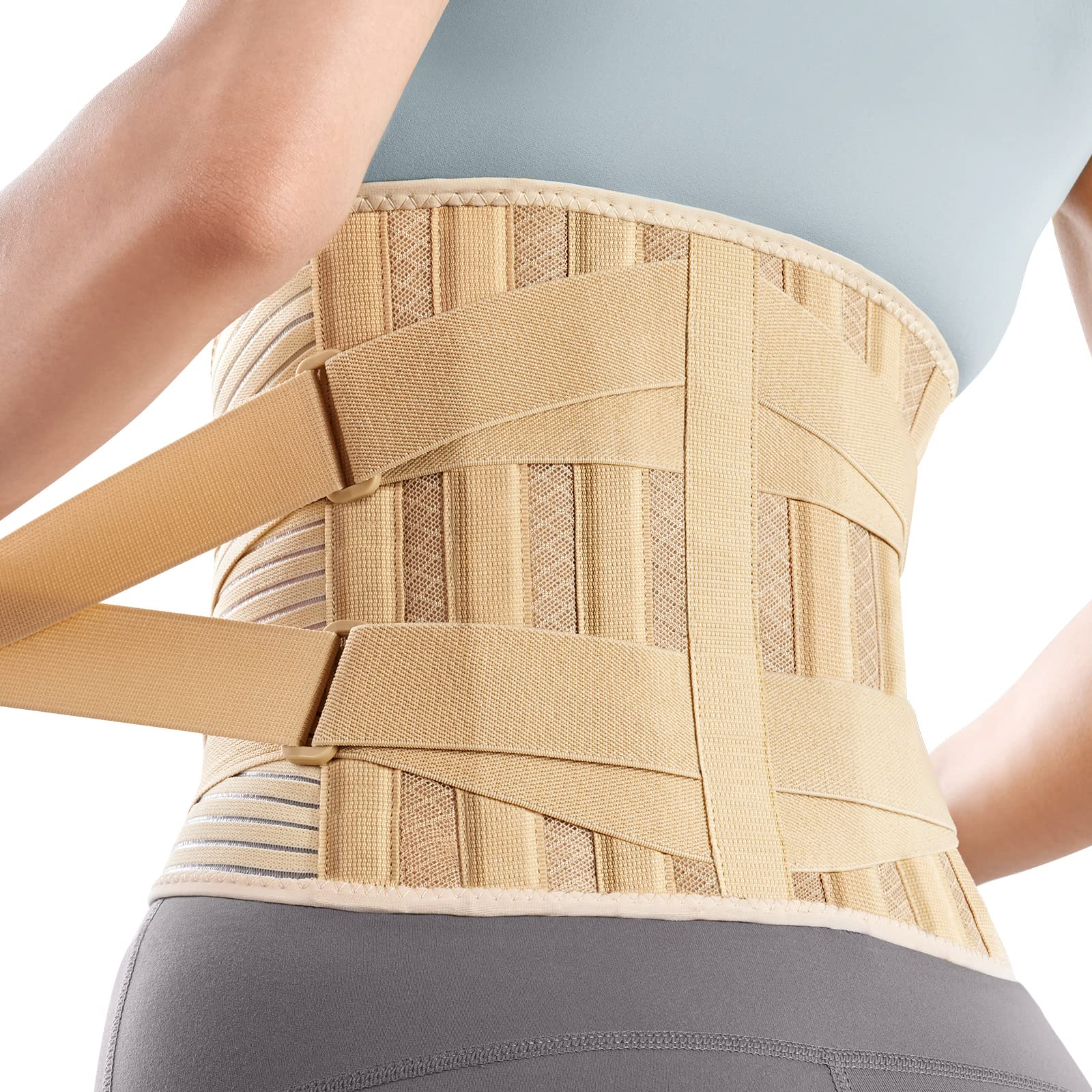 FREETOO Back Brace for Women Men Lower Back Pain Relief with 6