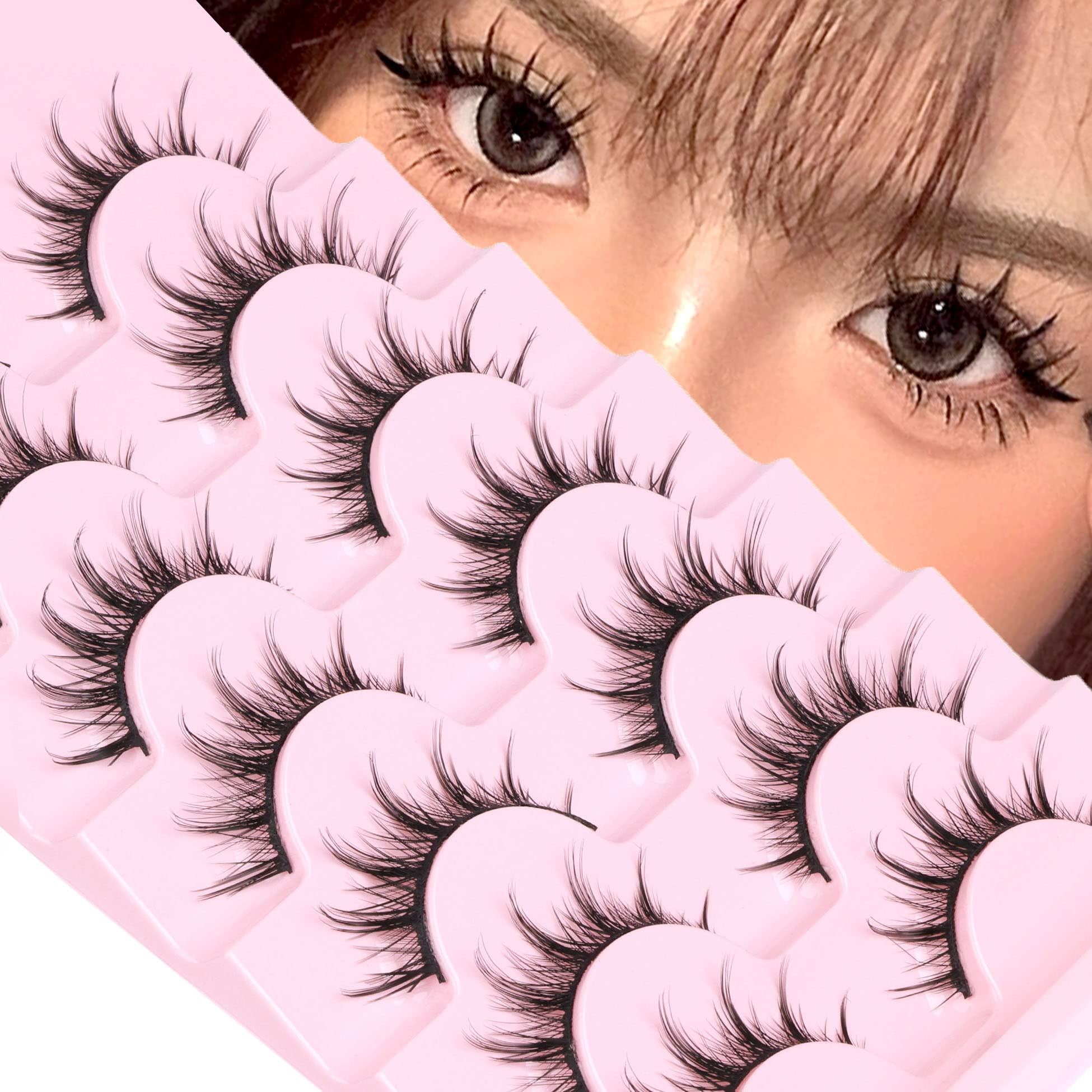 5 Pairs Manga Lashes, Makeup False Eyelashes, Wispy Anime False