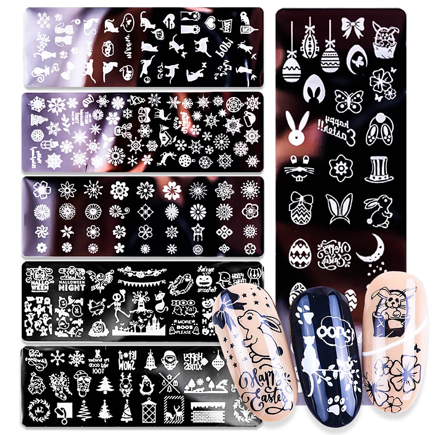 Snowflakes French Nail Stamping Plates Christmas Nail Art - Temu