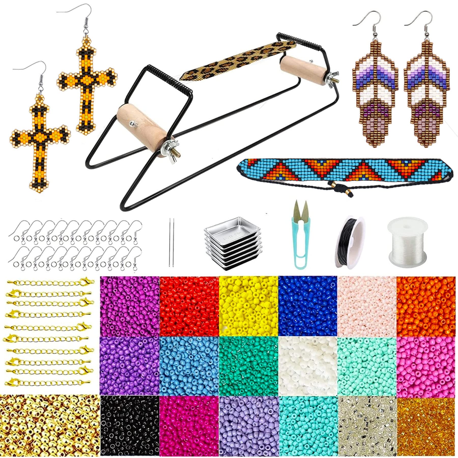 SHUANGART Frame Beading Loom Kit for Beaded Bracelets Earrings