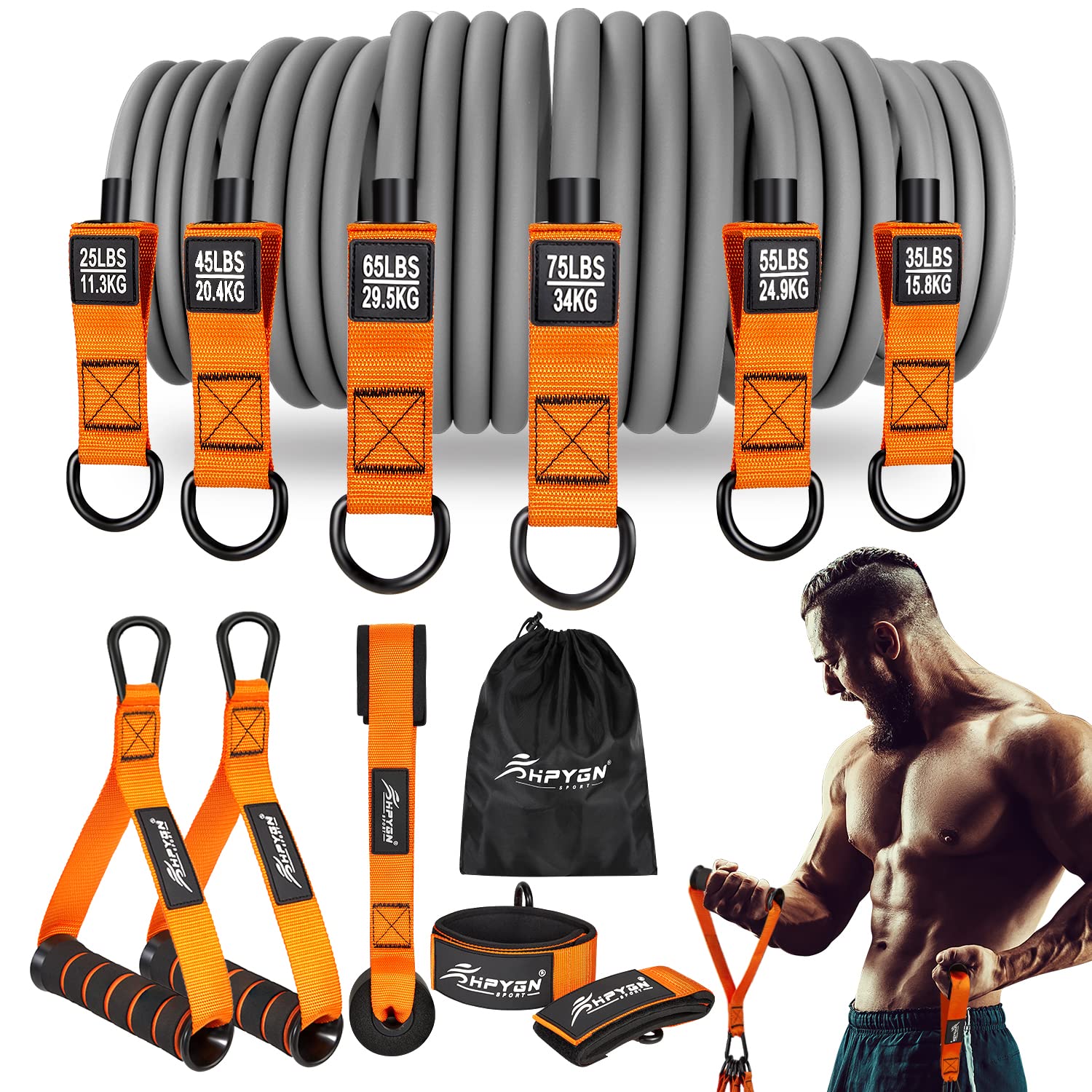 Heavy Resistance Bands 300lbs, Weight Bands for Exercise with Handles, Door  Anchor, Carry Bag, Workout Bands