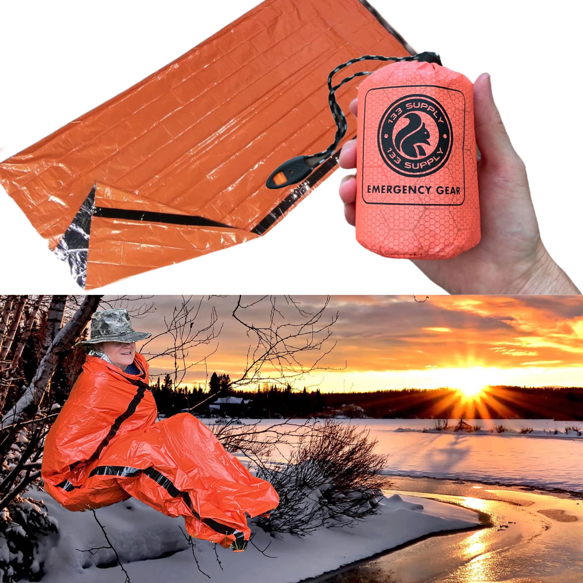 133 SUPPLY Emergency Sleeping Bags for Survival Thermal Blankets