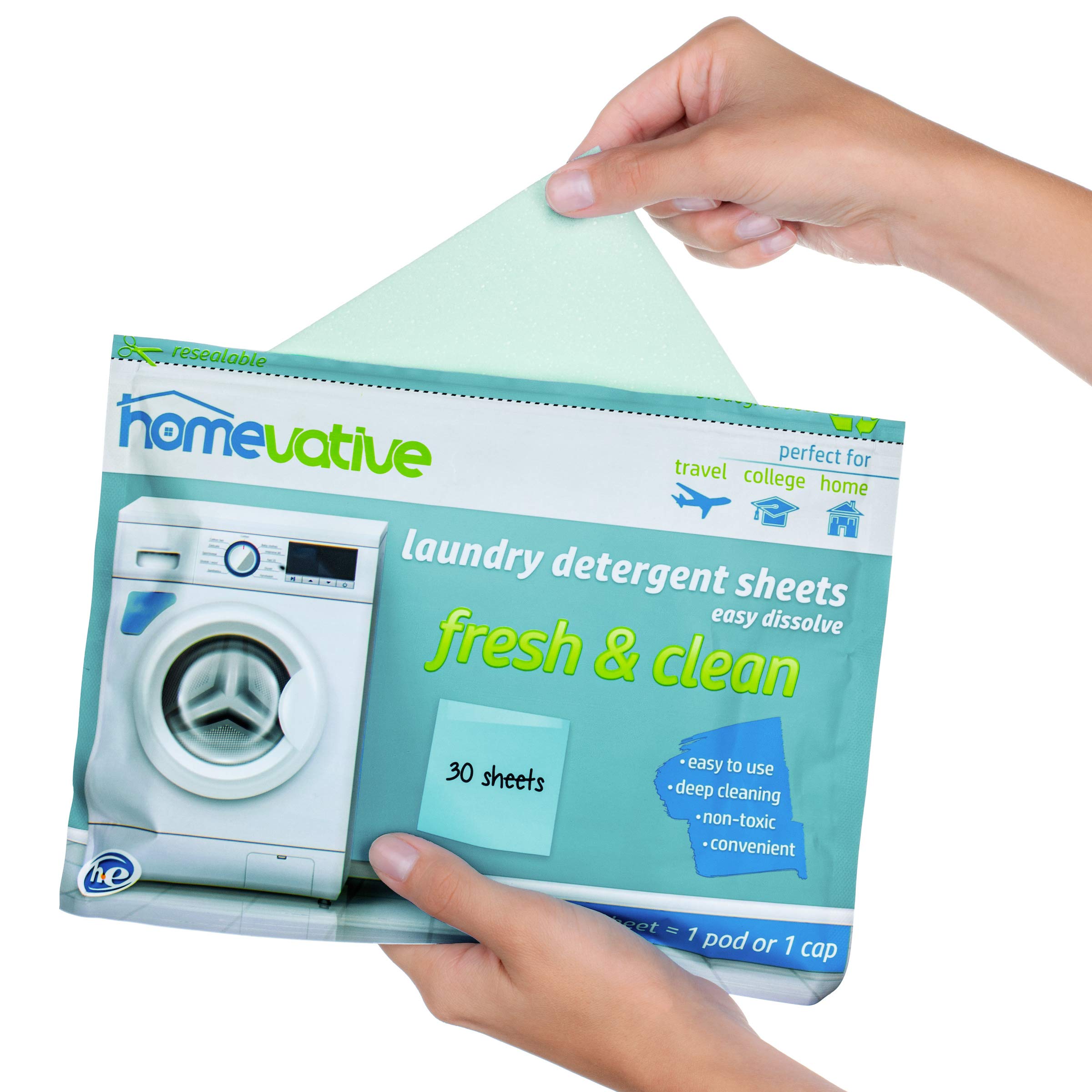 Homevative Laundry Detergent Sheets, Easy dissolve, 30 sheets