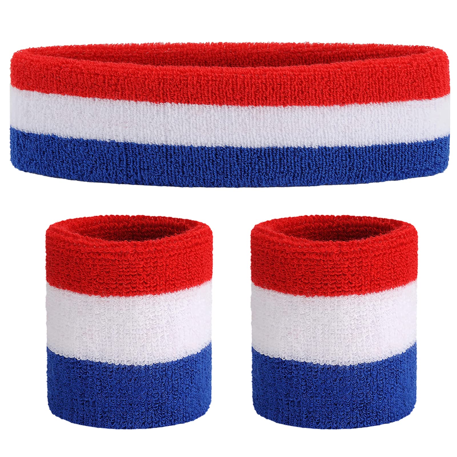 Ensemble de Bandeau Sports Bandeau Poignet rayé Sweatband Tissu