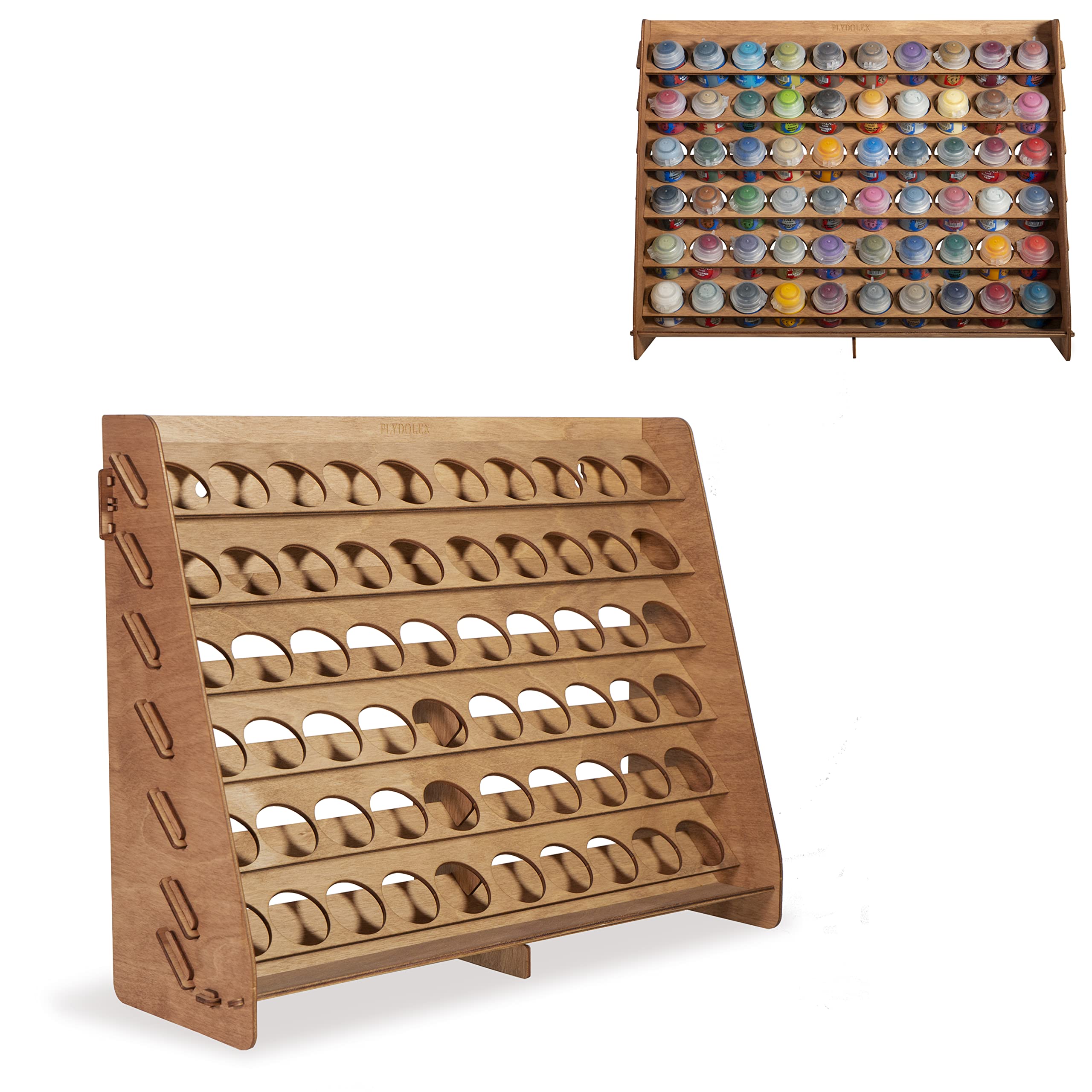 Plydolex Citadel Paint Rack Organizer with 60 Holes for Miniature Paint Set  - Wall-mounted Wooden Craft Paint Storage Rack and OPI organizer- Craft  Paint Holder Rack 16x5.2x12.6 inch 60 Holes Citadel