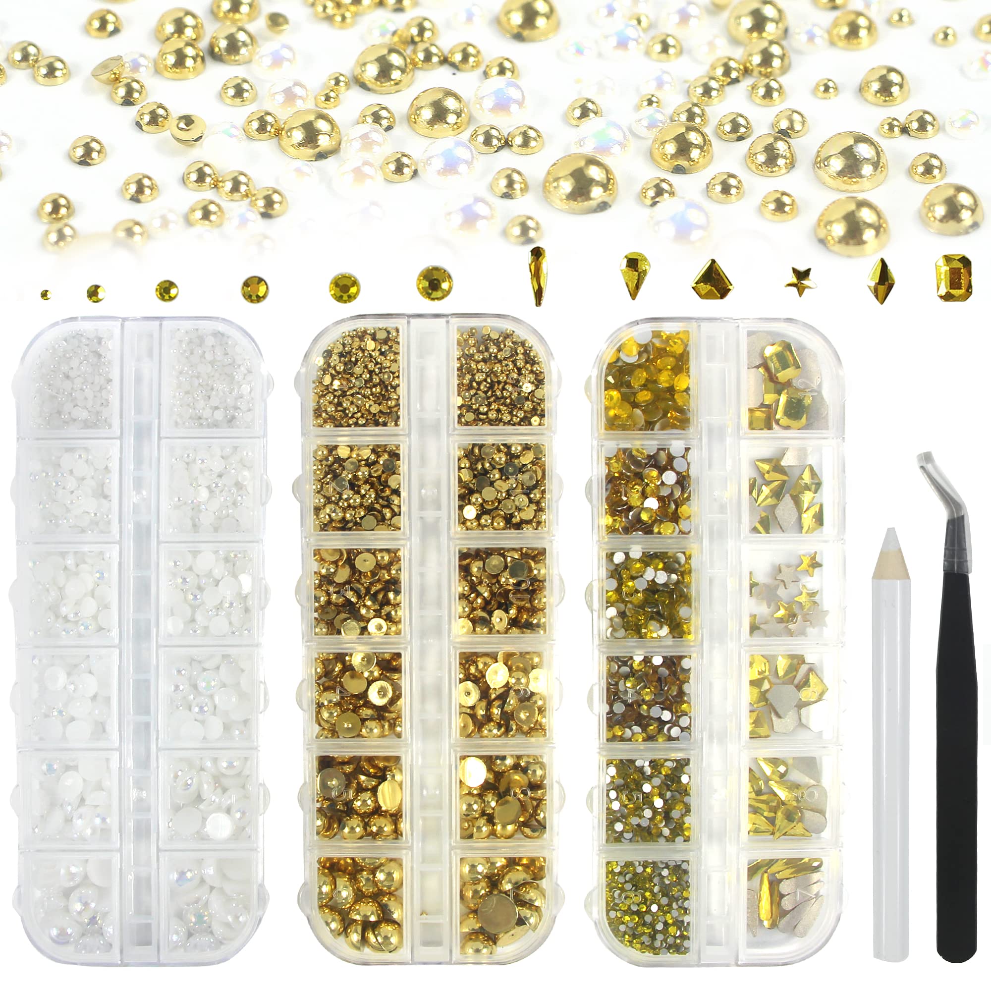 5060 PCS Flatback Pearls and Rhinestones Kit for Nails - Half