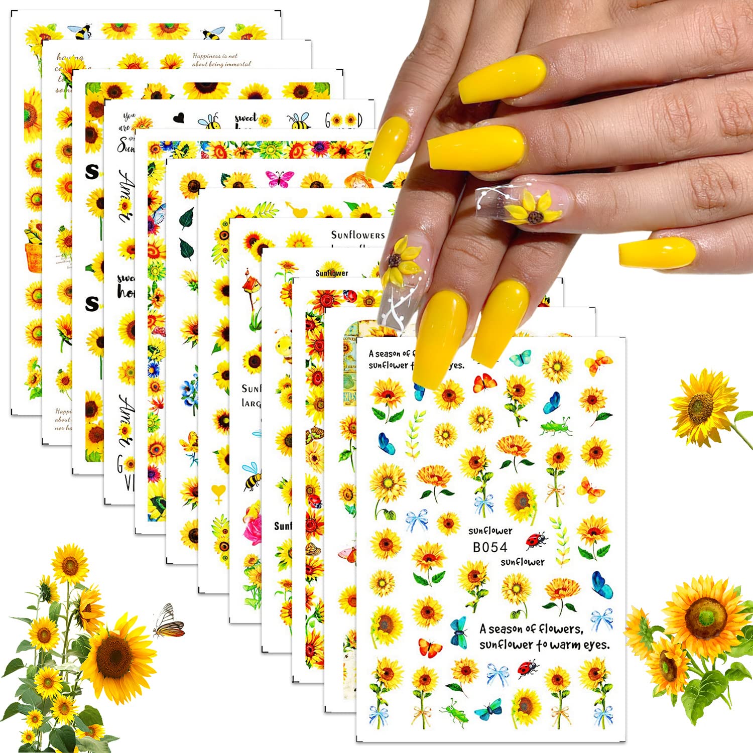 Nail Art Stickers Floral Flower Sunflower Nail Art Water Decals Transfer  Foils For Nails Supply Watermark Sunflower Small Daisies Peony Rose Diy  Desig | Fruugo BH