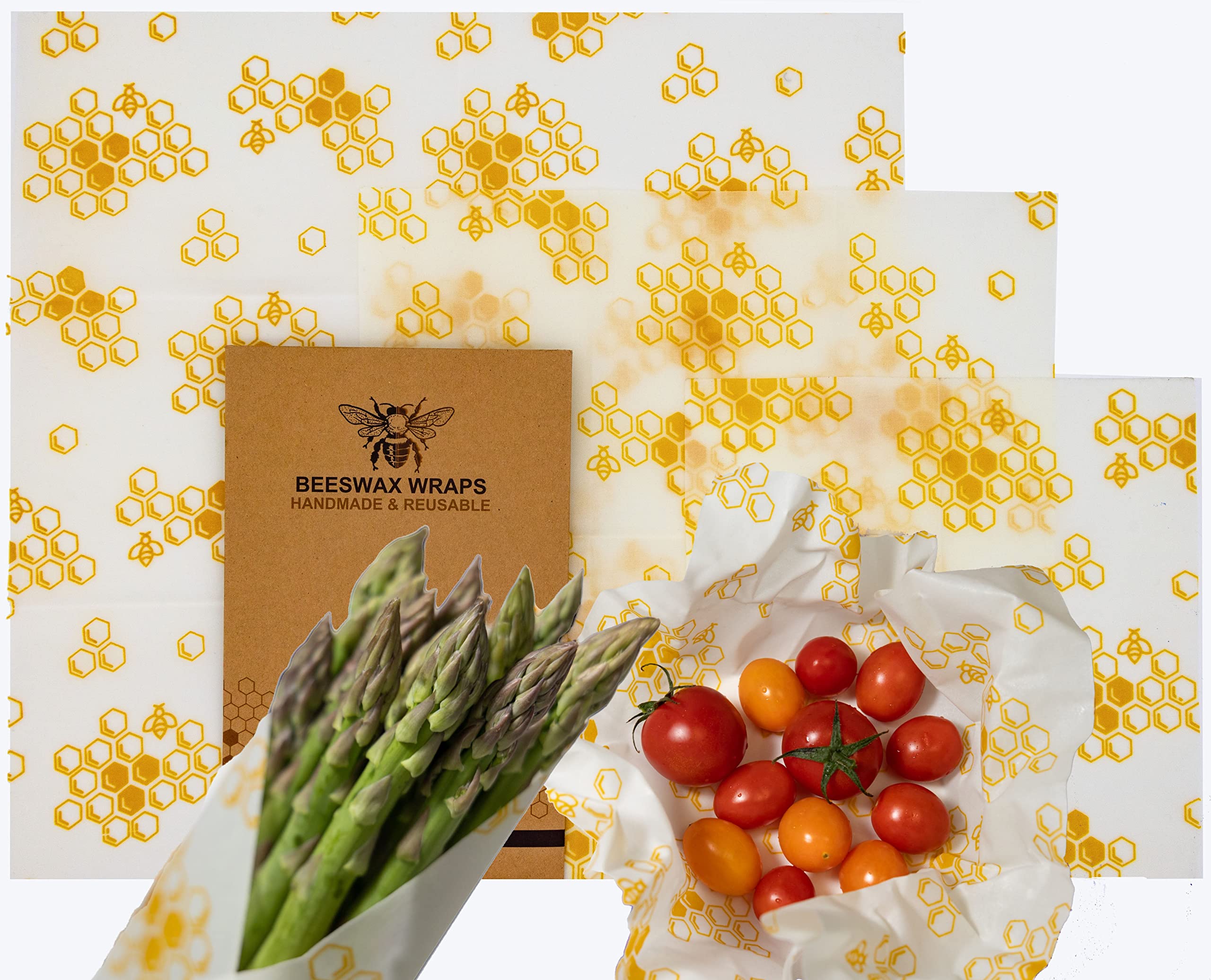 Reusable Beeswax Food Wrap - 3-Pack - Biodegradable Sustainable Products-  beeswax Paper Food Storage - Eco-Friendly Reusable