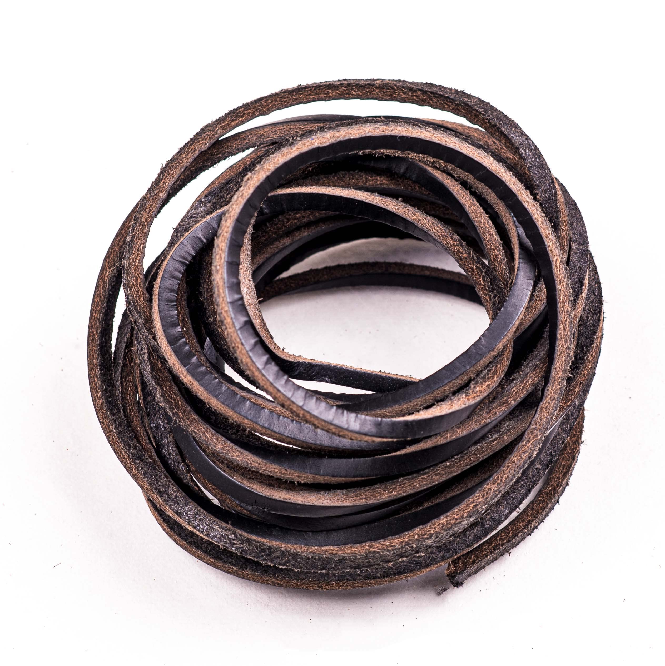 LEATHER VILLAGE 3 mm Flat Thin Leather Cord - Genuine Strip leathercraft  Cord for Arts & Crafts 
