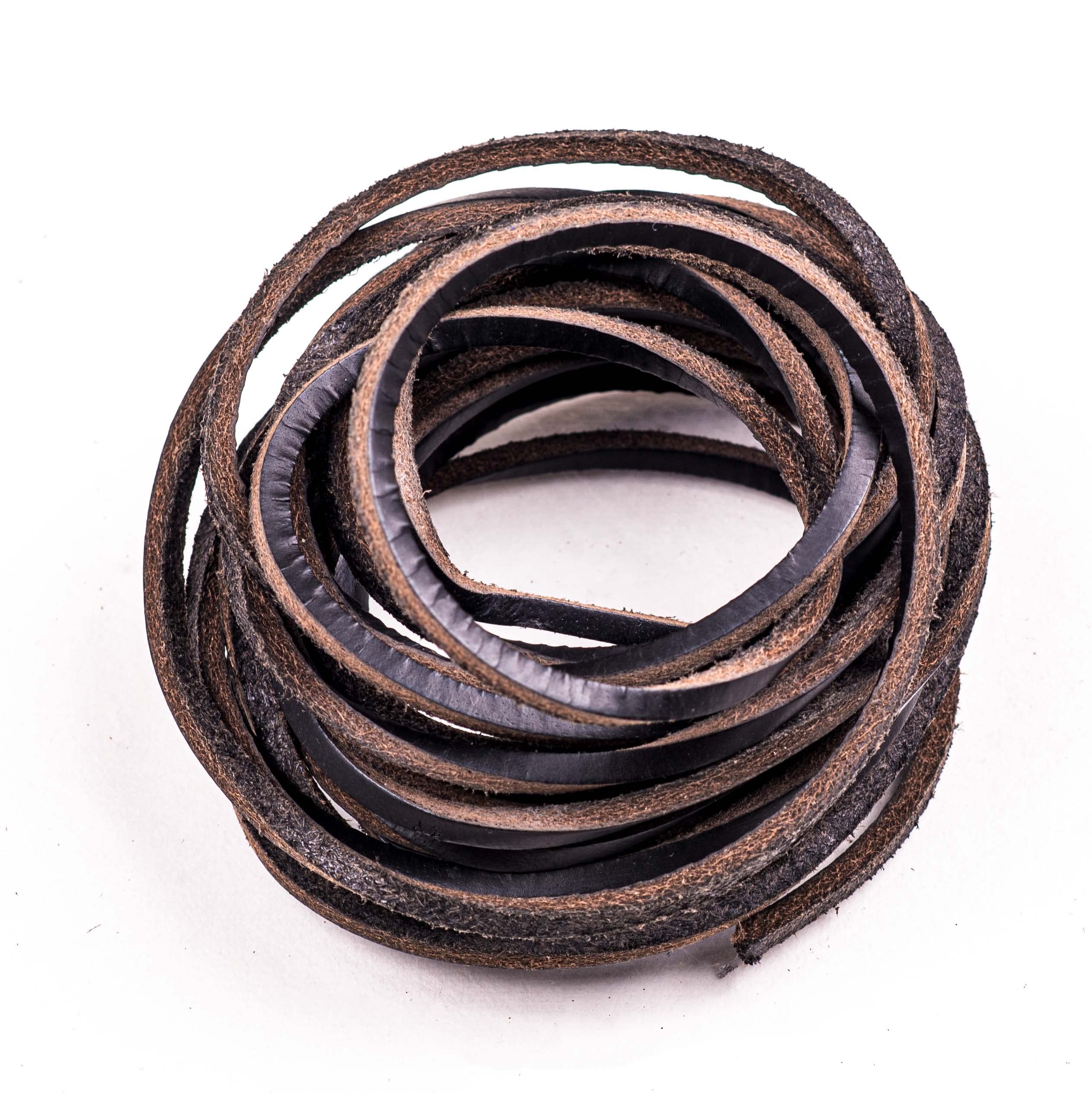 LEATHER VILLAGE 3 mm Flat Thin Leather Cord - Genuine Strip