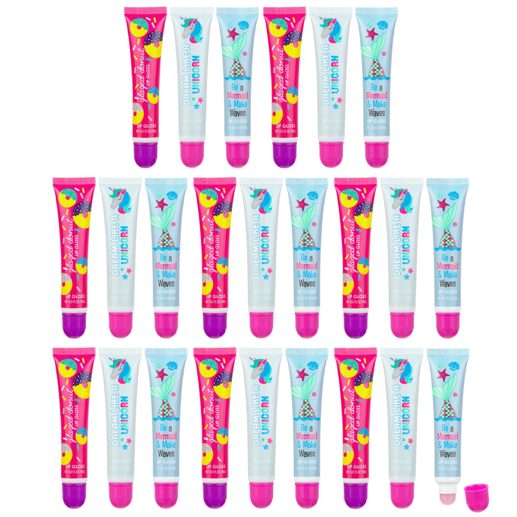 Expressions 24pc Flavored Lip Gloss for Kids and Teens - Unicorn Themed Lip  Gloss in Assorted Fruity Flavors Unicorn Gifts for Girls Party Favors Teen  Girls Trendy Stuff Non Toxic Makeup for