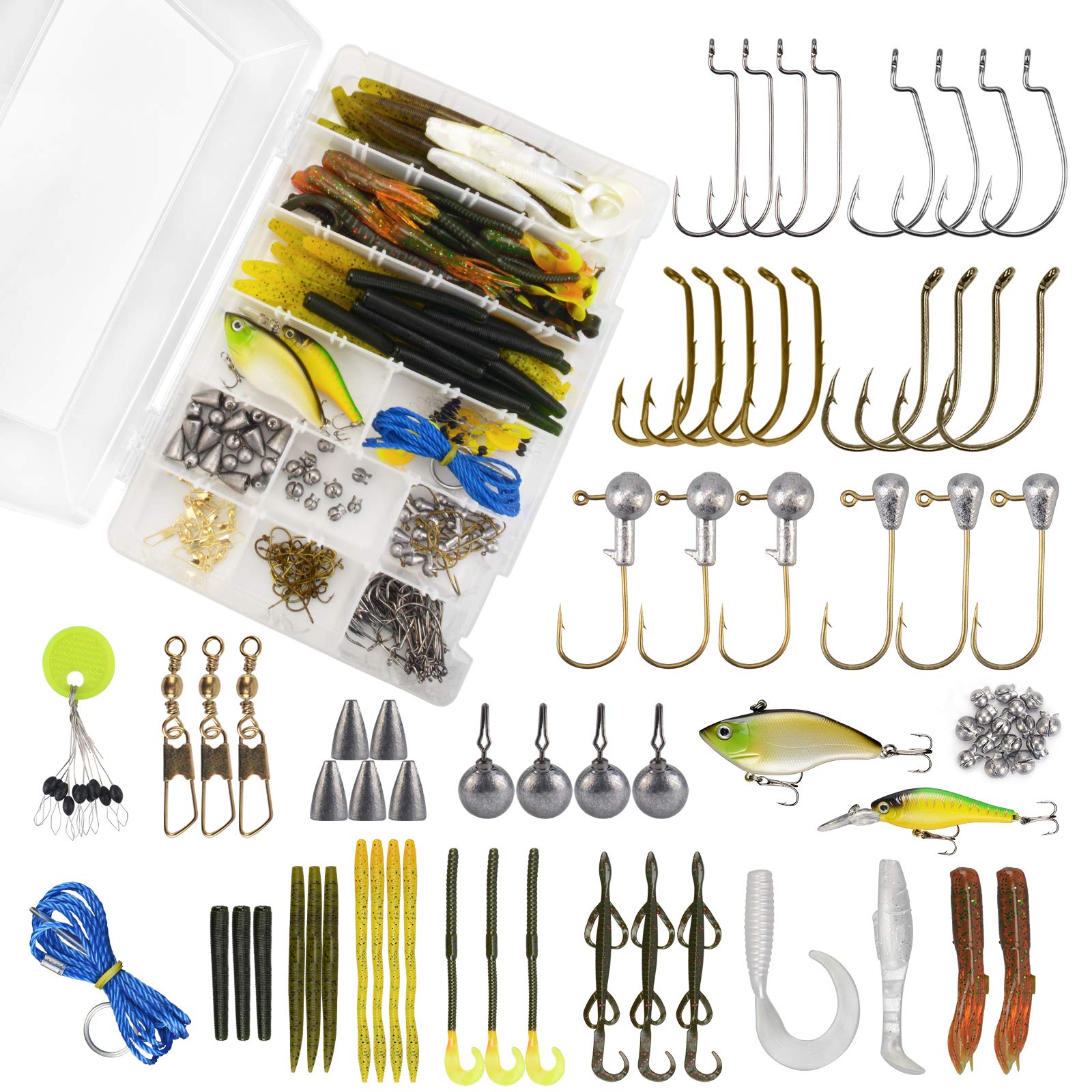 MadBite 181/196/214pcs Terminal Tackle Kits, Fresh and Saltwater,  Bass/Panfish/Trout Fishing Tackle Kits