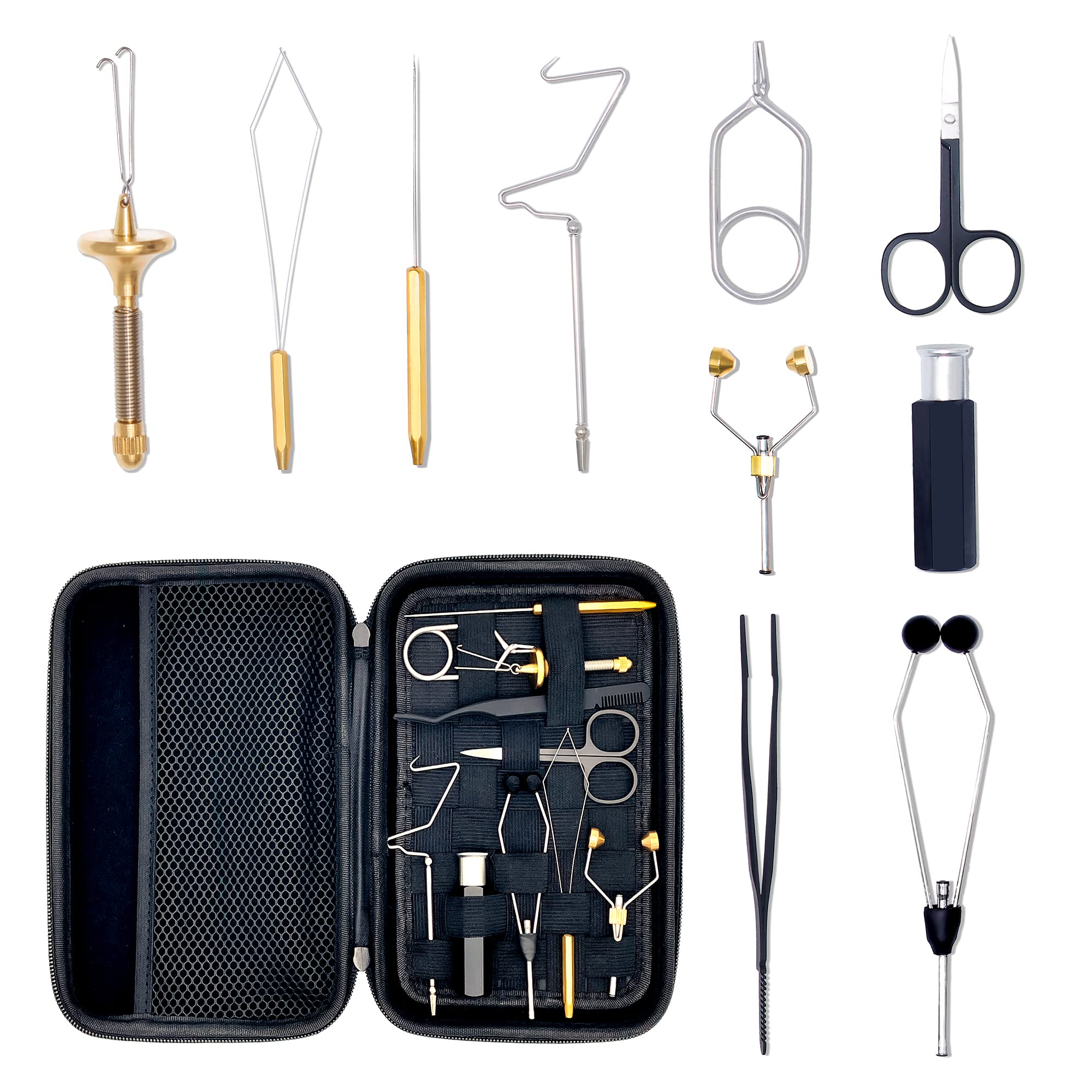 AIFHAAN Fly Tying Tool Kit Complete Tools Assortment 10 in 1 Include  Waterproof Tool Case Fly Tying Tools Set