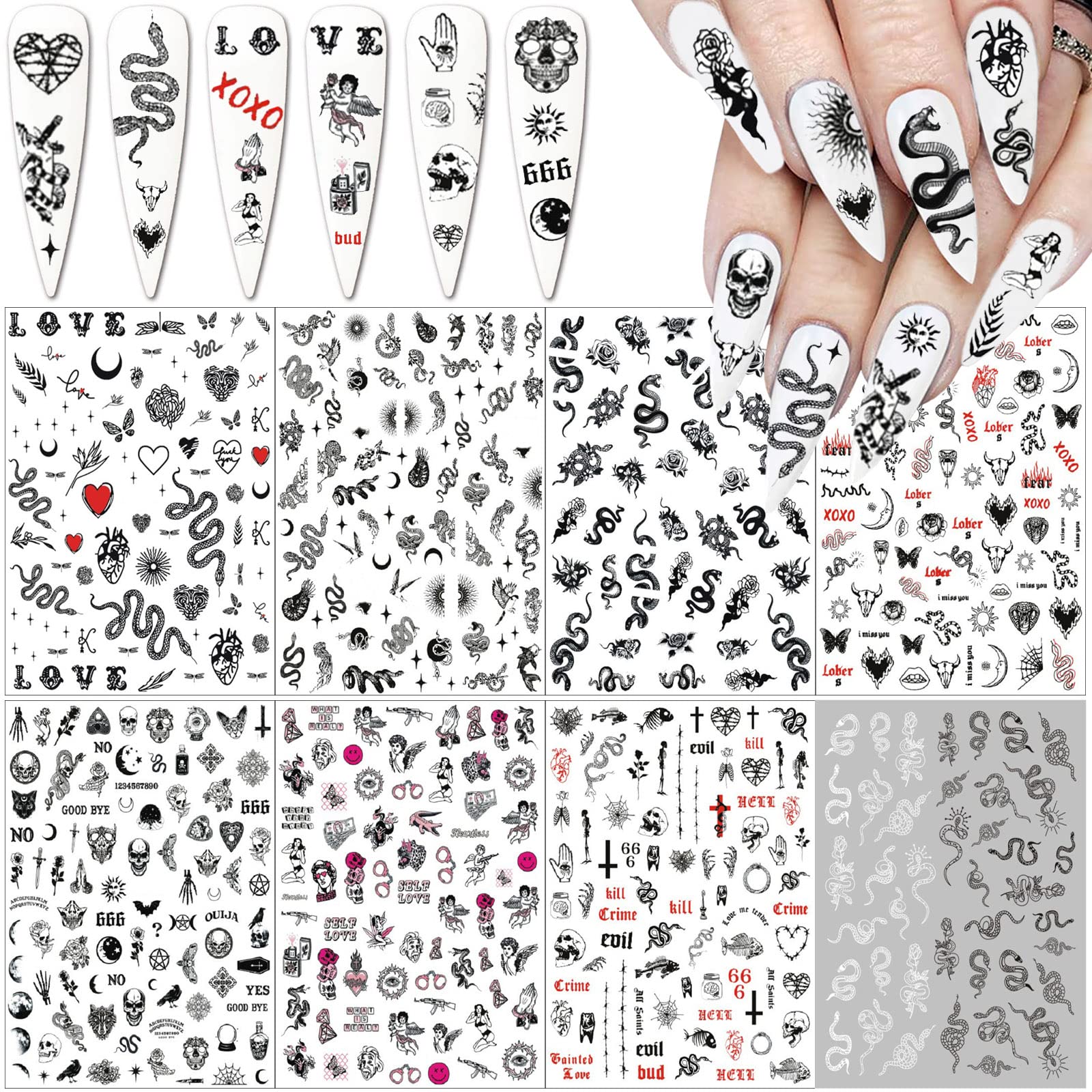 1 Sheet Dragon Snake Stickers For Nail 3D Black Gothic Style Self Adhesive  Slider Chinese Nails Art Decoration Decals Wraps - AliExpress