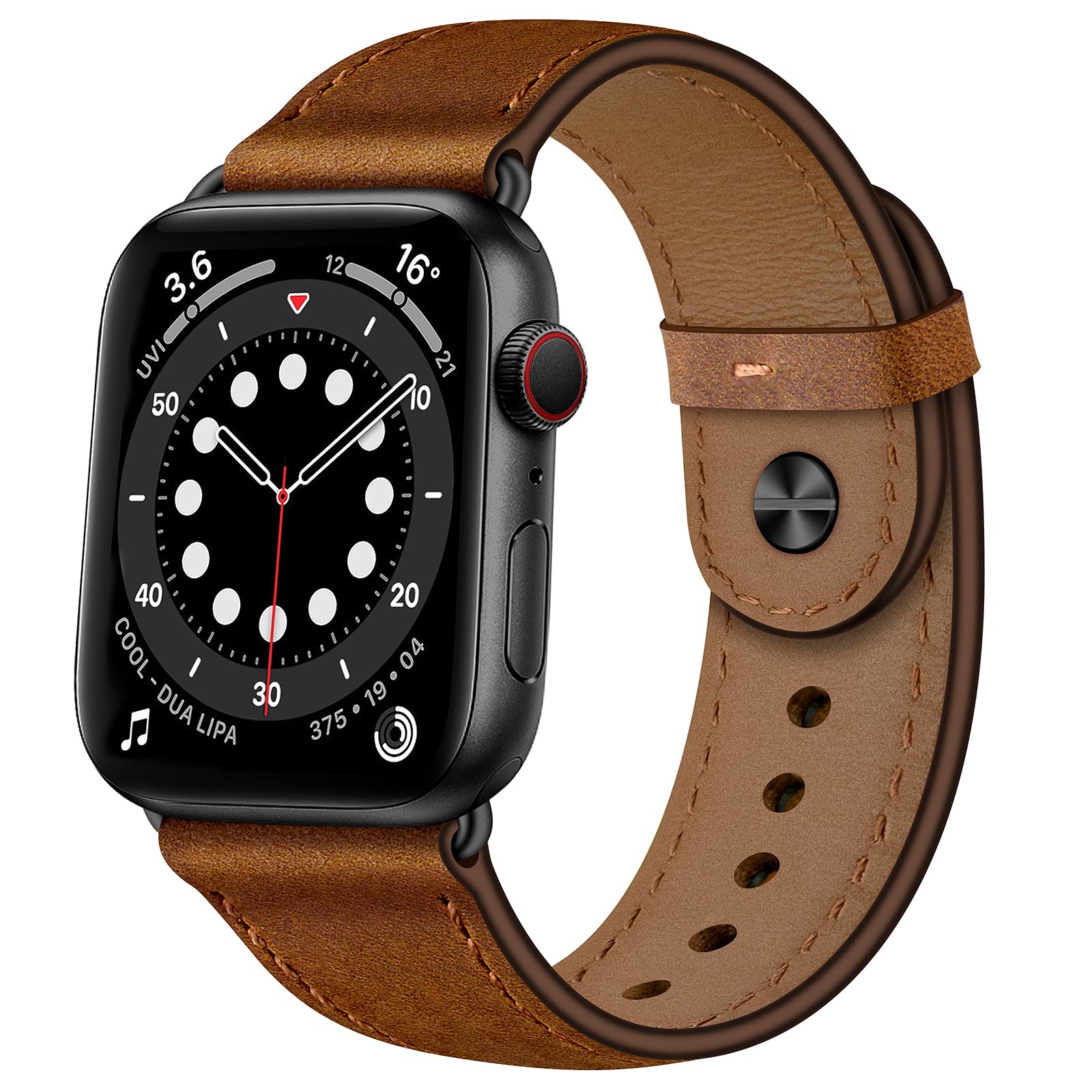 OUHENG Compatible with Apple Watch Band 49mm 45mm 44mm 42mm 41mm 40mm 38mm,  Genuine Leather Bands Strap for iWatch Ultra SE2 SE Series 8 7 6 5 4 3 2 1  (Retro