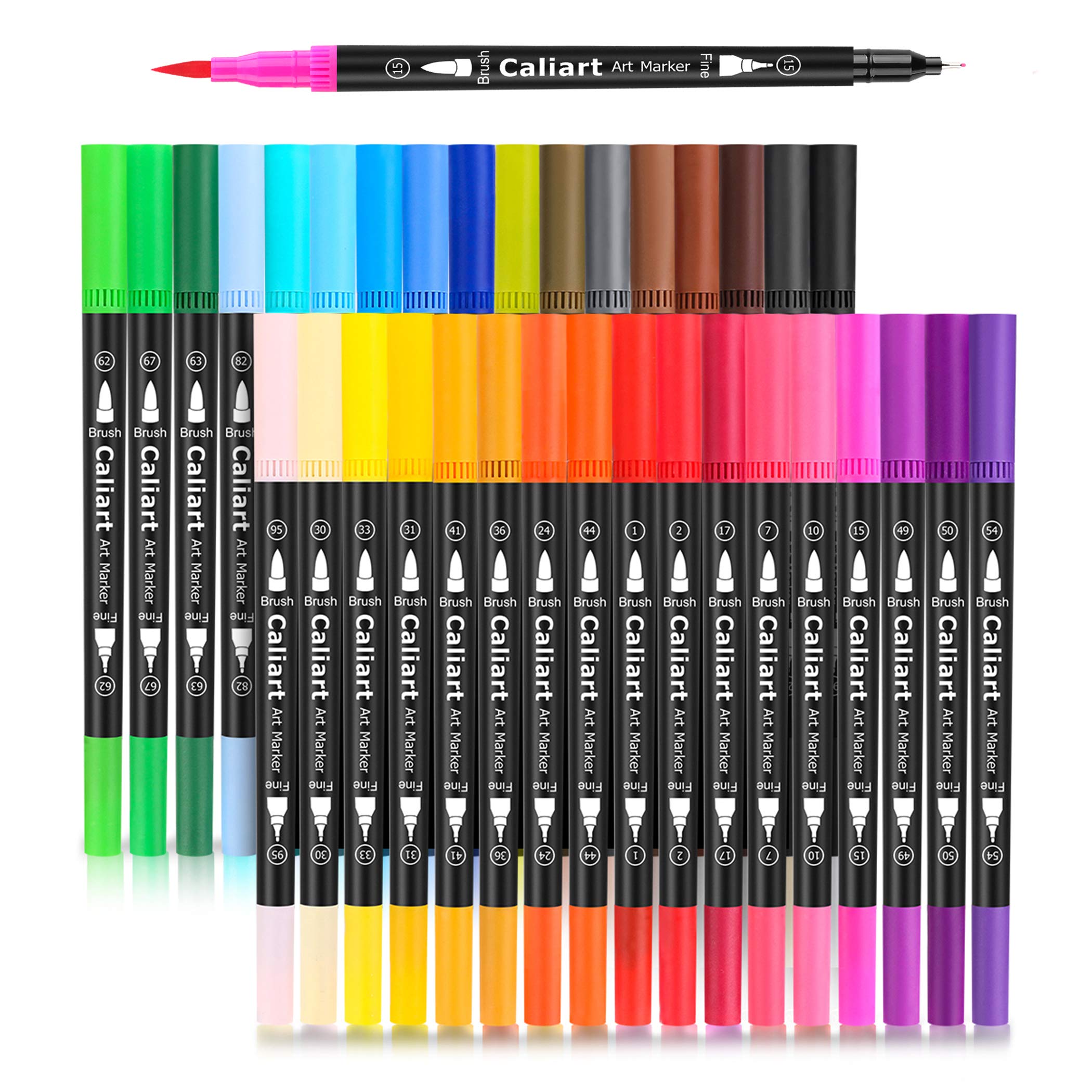 Caliart Alcohol Brush Markers, 51 Colors Dual Tip Artist Brush & Chisel Tip  Sketch Art Alcohol Markers for Kids Adult Halloween Books Painting Drawing