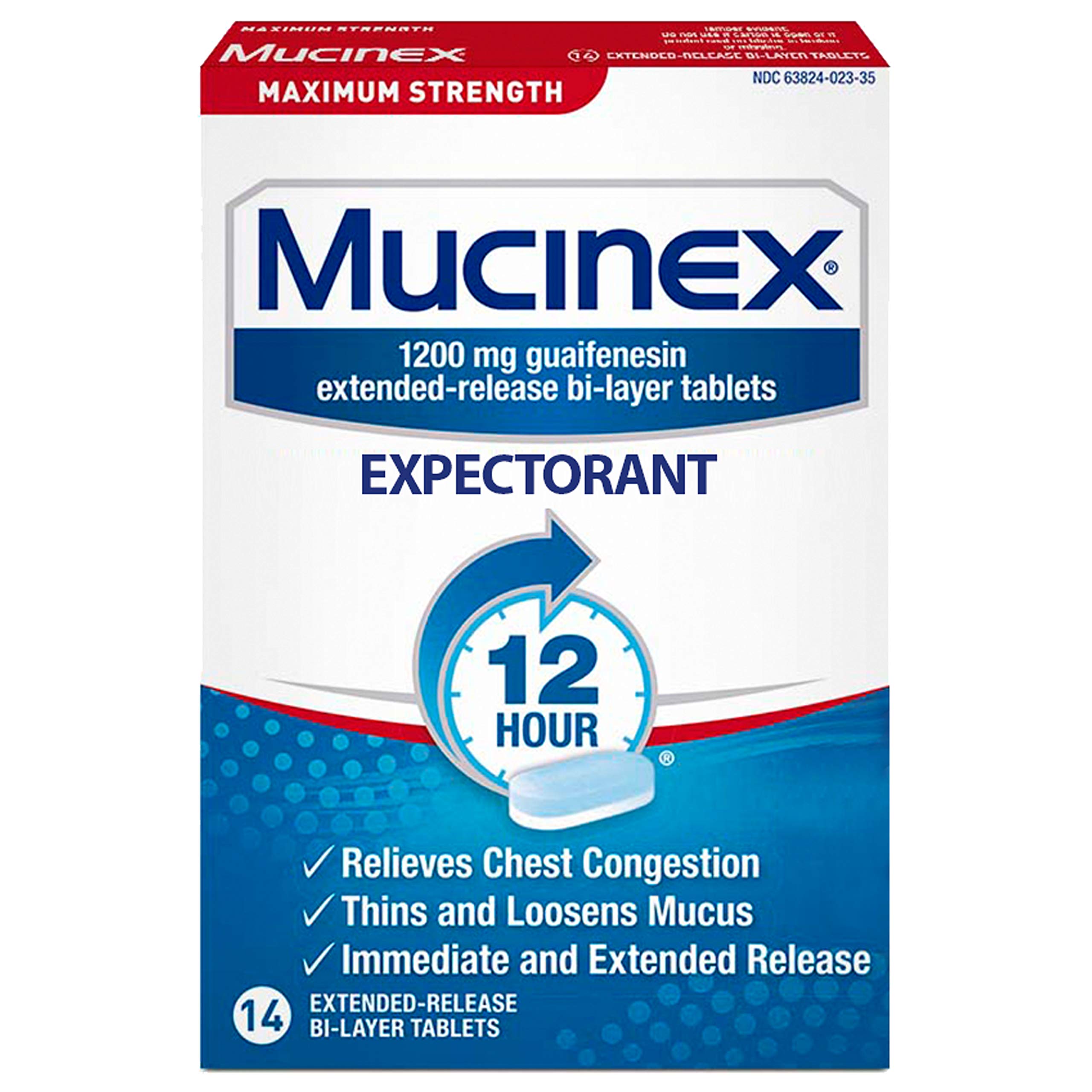 Mucinex Chest Congestion Maximum Strength 12 Hour Extended Release Tablets  Relieves Chest Congestion Caused by Excess Mucus(OTC expectorant), 1200mg