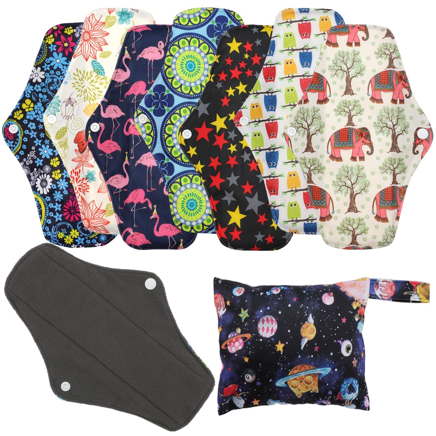 Reusable Menstrual Pads (7 in 1, 10in*7in), PHOGARY Bamboo Cloth Pads for  Heavy Flow with Wet Bag, Large Sanitary Pads Set with Wings for Women,  Washable Overnight Cloth Panty Liners Period Pads