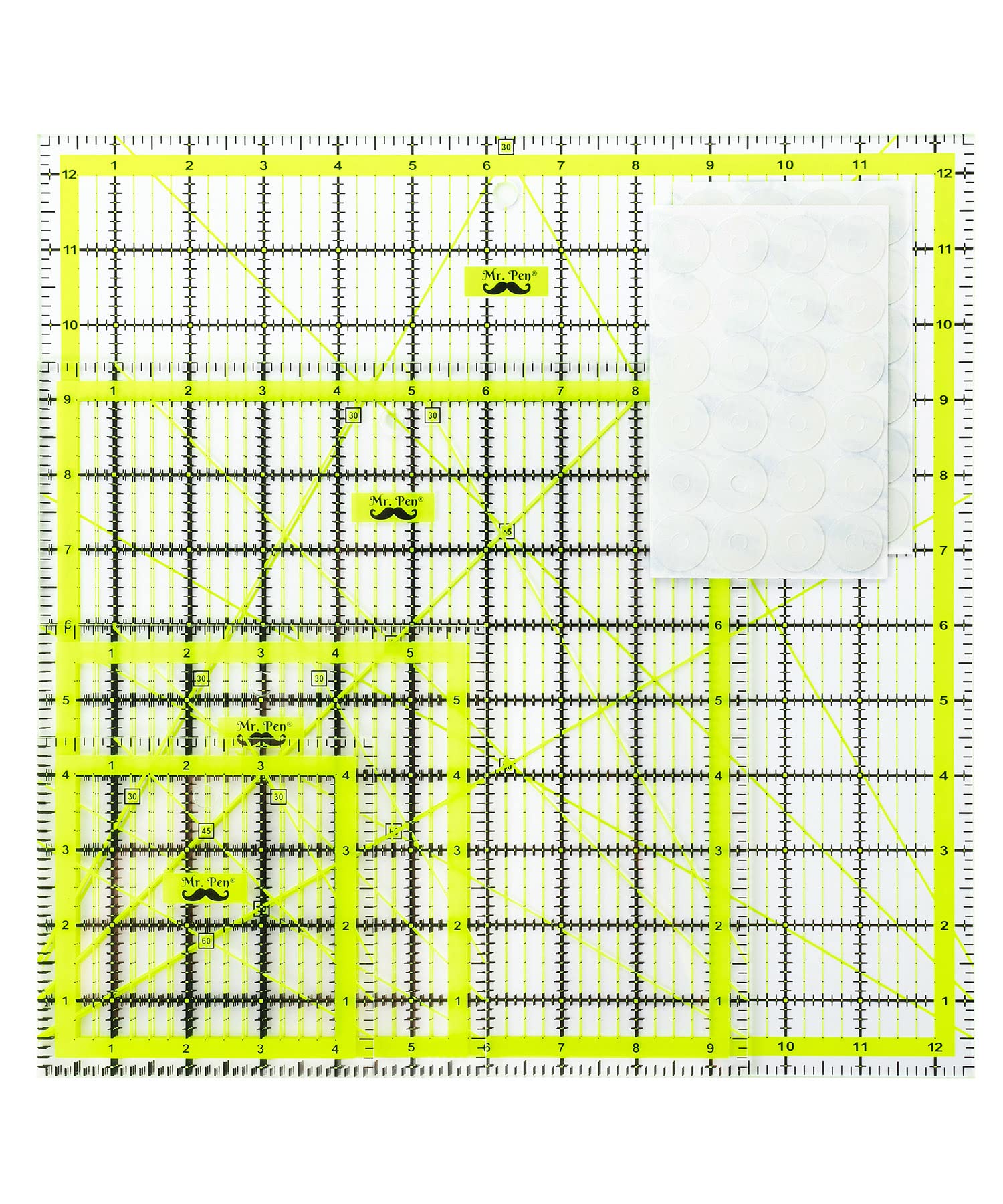 Mr. Pen- Quilting Ruler Set, 4 Pcs, Sizes  (4.5X4.5)-(6X6)-(9.5X9.5)-(12.5X12.5), Quilting Squares, Quilt Ruler,  Rulers for Quilting and Sewing, Clear Quilting Ruler, Quilt Rulers, Acrylic  Ruler