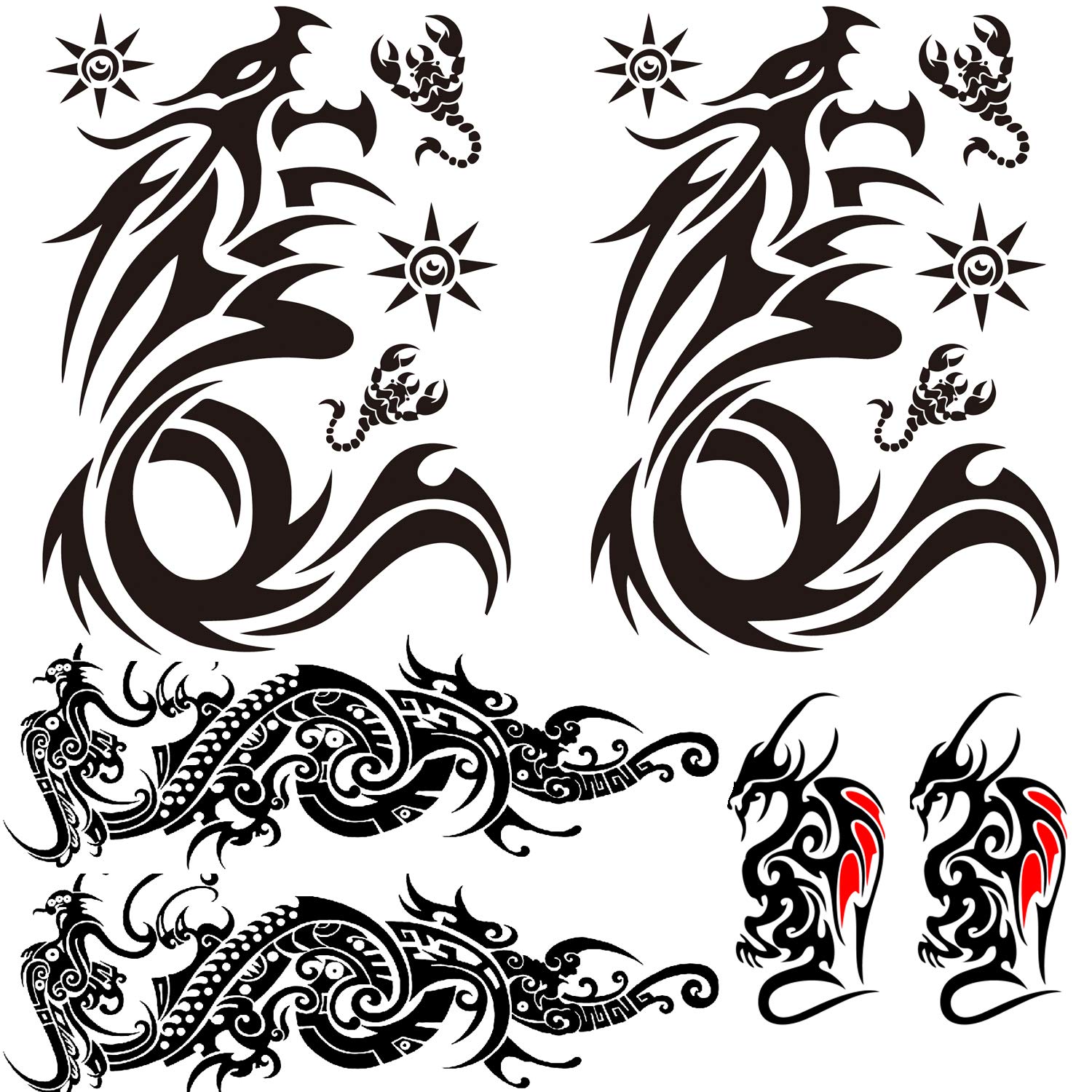 Tribal Dargon Totem Temporary Tattoos, Totem Full Sleeve Tattoo Sticker,  Big Fake Dragon Tattoo, Small Animal Totem Tattoos for Men Women Body Art  Makeup, 6-Sheet DragonTotem Tattoos