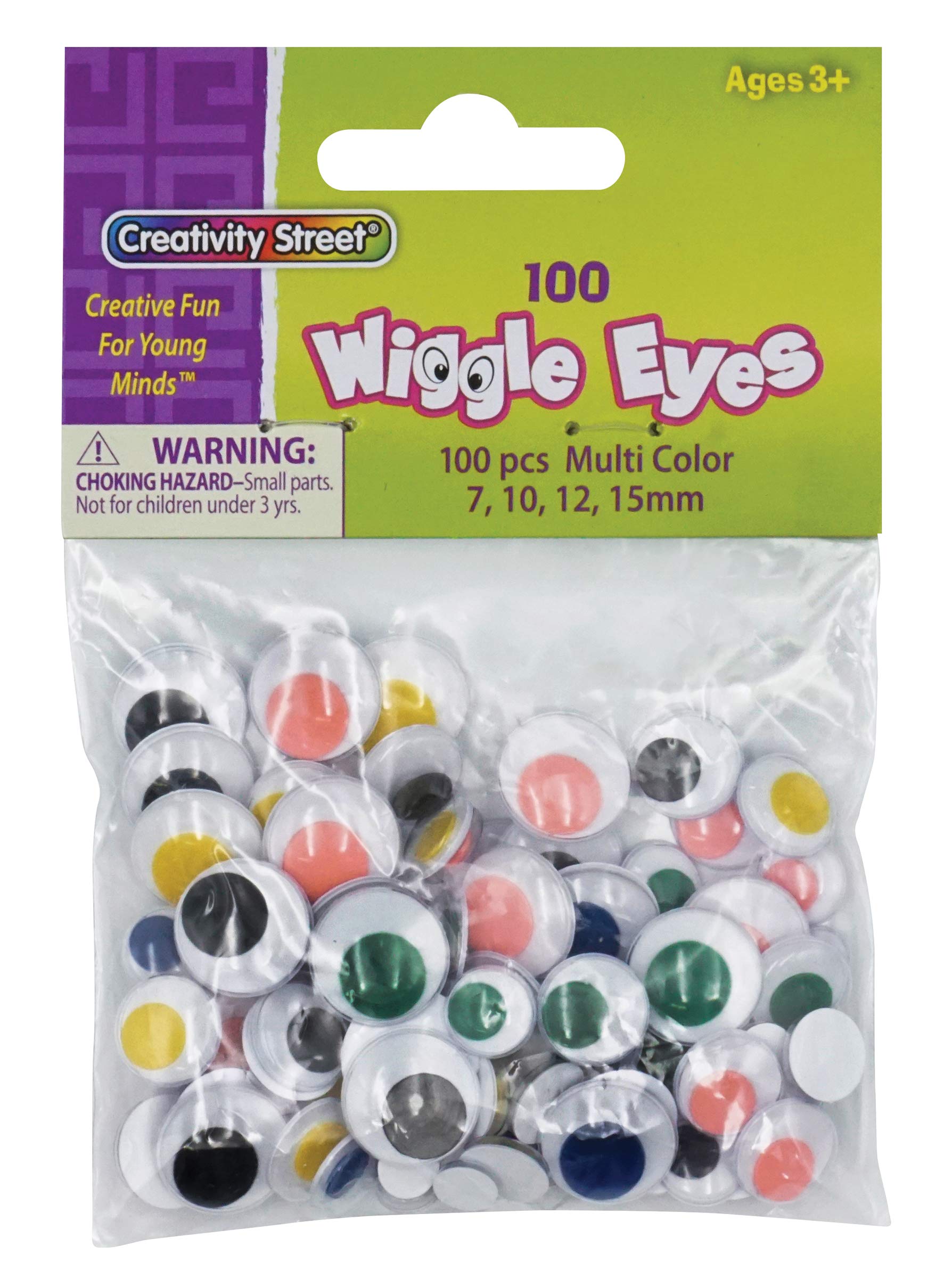 Creativity Street Peel & Stick Wiggle Eyes Assorted 7mm to 15mm 100/Pkg-Black