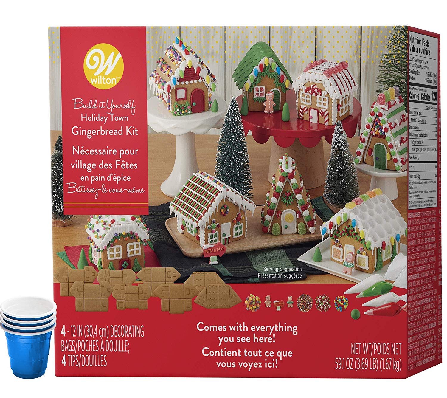 Gingerbread House Kit, Christmas Mini Village Set - Set of 8 ...