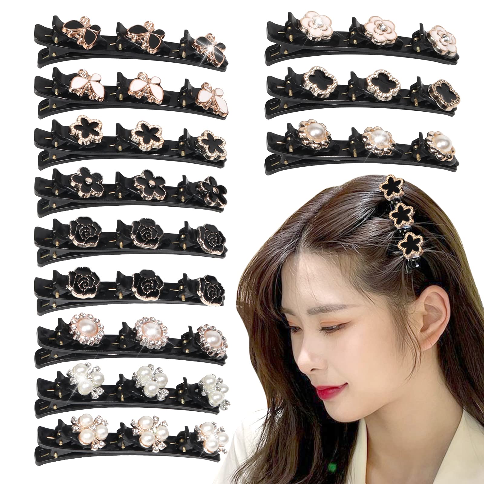  Braided Hair Clips for Women Girls, Sparkling Crystal