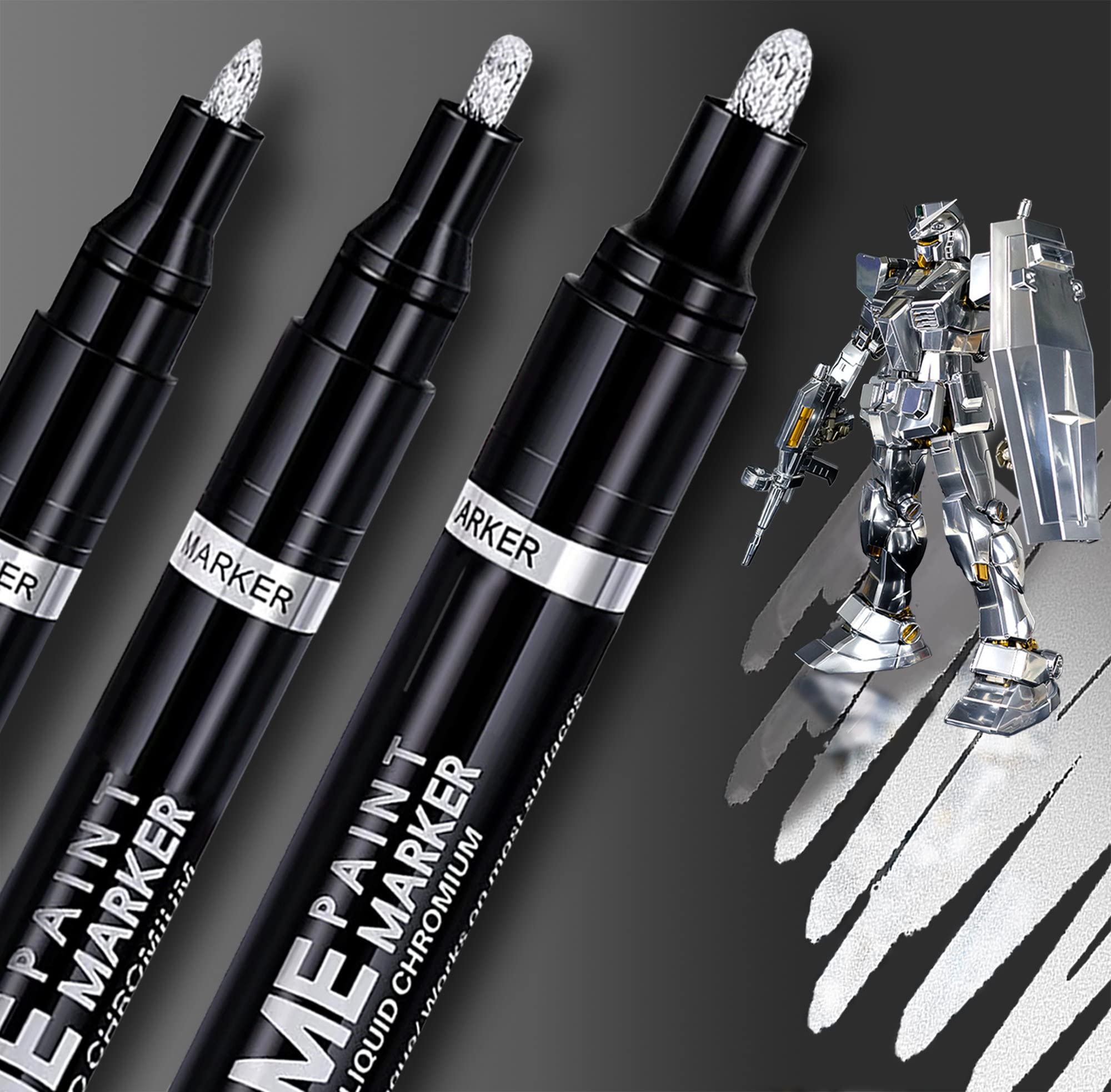 Silver Liquid Mirror Chrome Markers: 3 Chrome Paint Pens Permanent Chrome  Mirro