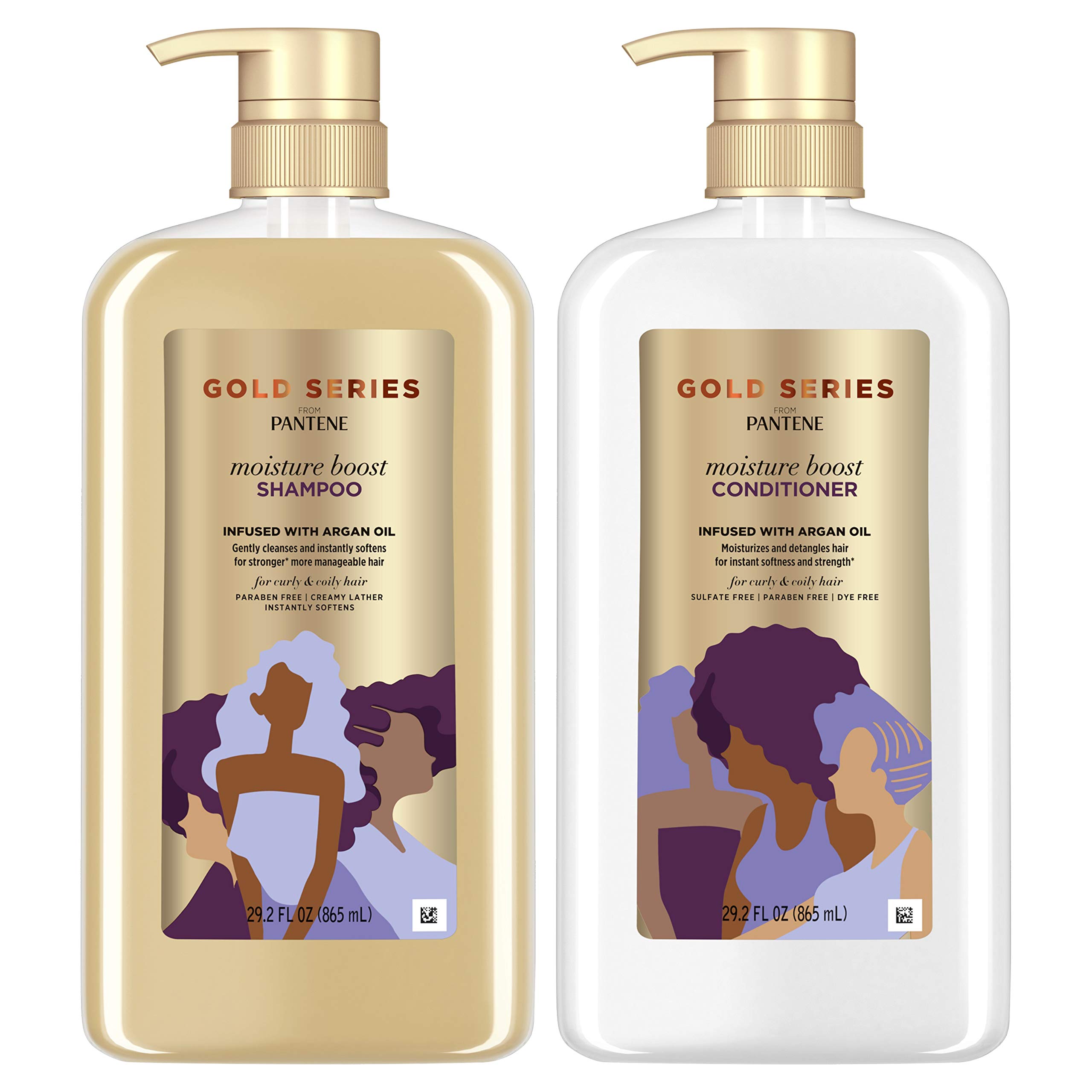 Gold Series Shampoo & Conditioner Moisture Boost with Argan Oil, for Natural, Coily, and Curly