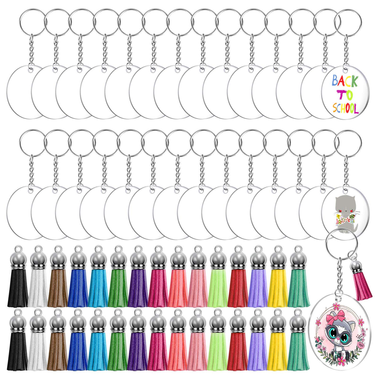 ACRYLIC KEYCHAIN BLANKS 2, 48 Set Clear Disc Key Chain with Open Jump Ring  $26.76 - PicClick AU