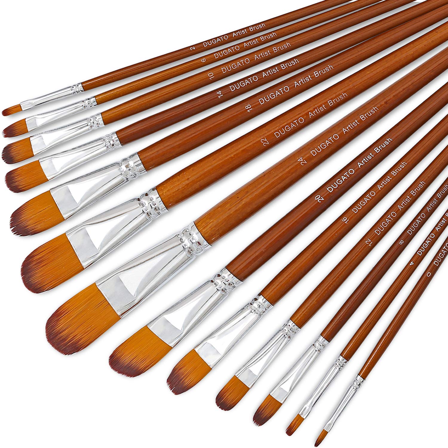 7pcs/set Art Paint Brushes Set Round & Flat & Filbert & Fan Tips Professional Drawing Paintbrushes Nylon Hair Wooden Handle for Watercolor Acrylic Oil