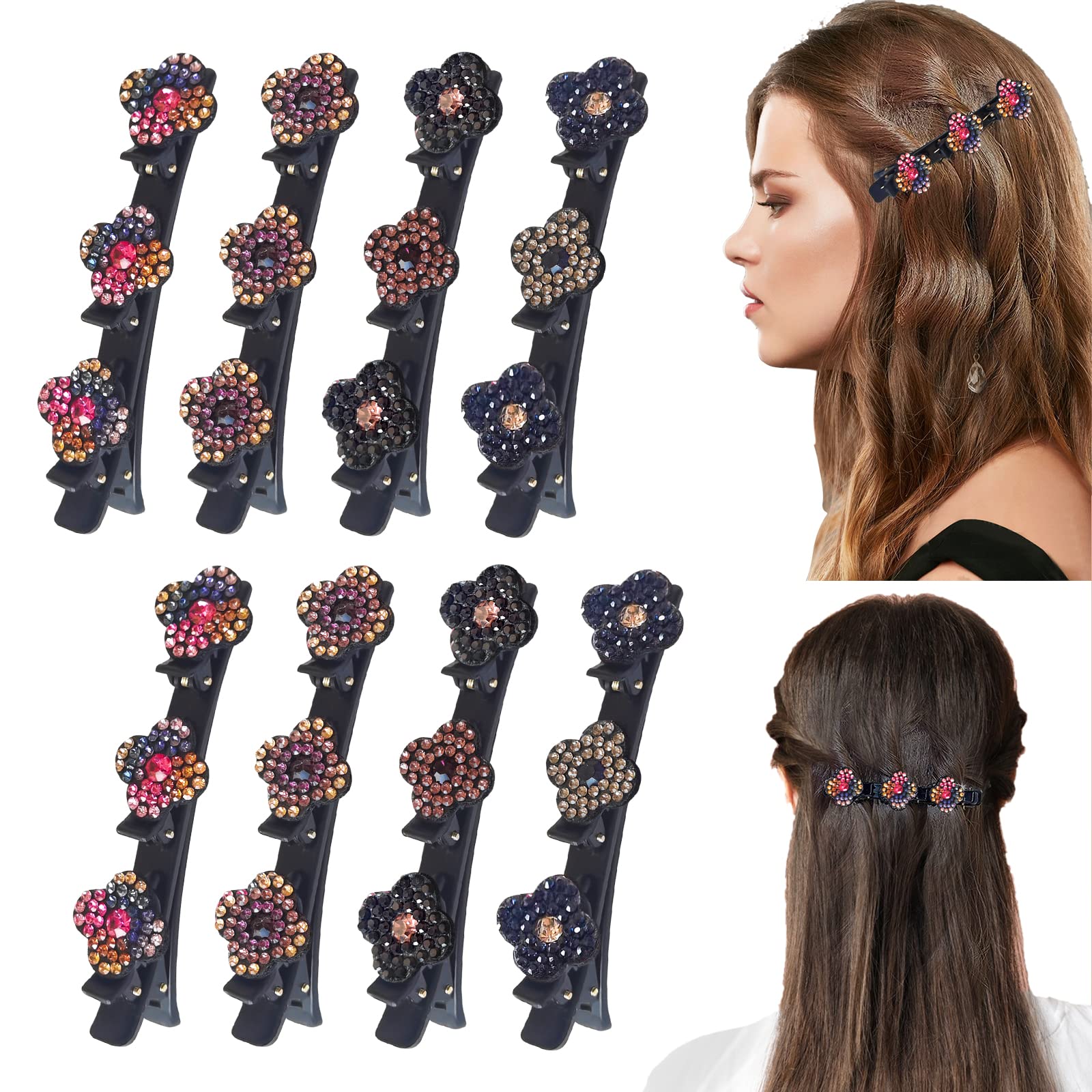Braided Hair Clips for Women Girls, 6Pcs Satin Fabric Hair Bands with 3  Small Clips, Rsvelte Hair Clips with Butterfly for Sectioning,Triple  Braided