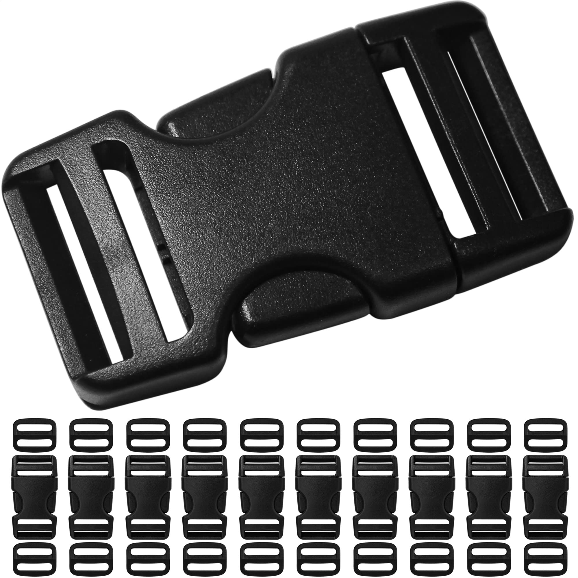 Buckles for Straps 1: Side Release Buckle Plastic Clip 10 set + Tri-Glide  Slide 20 pcs Fit 1 inch Wide Nylon Webbing Canvas Strap, Heavy Duty  Replacement Backpack Dog Collar, Dual Adjustable