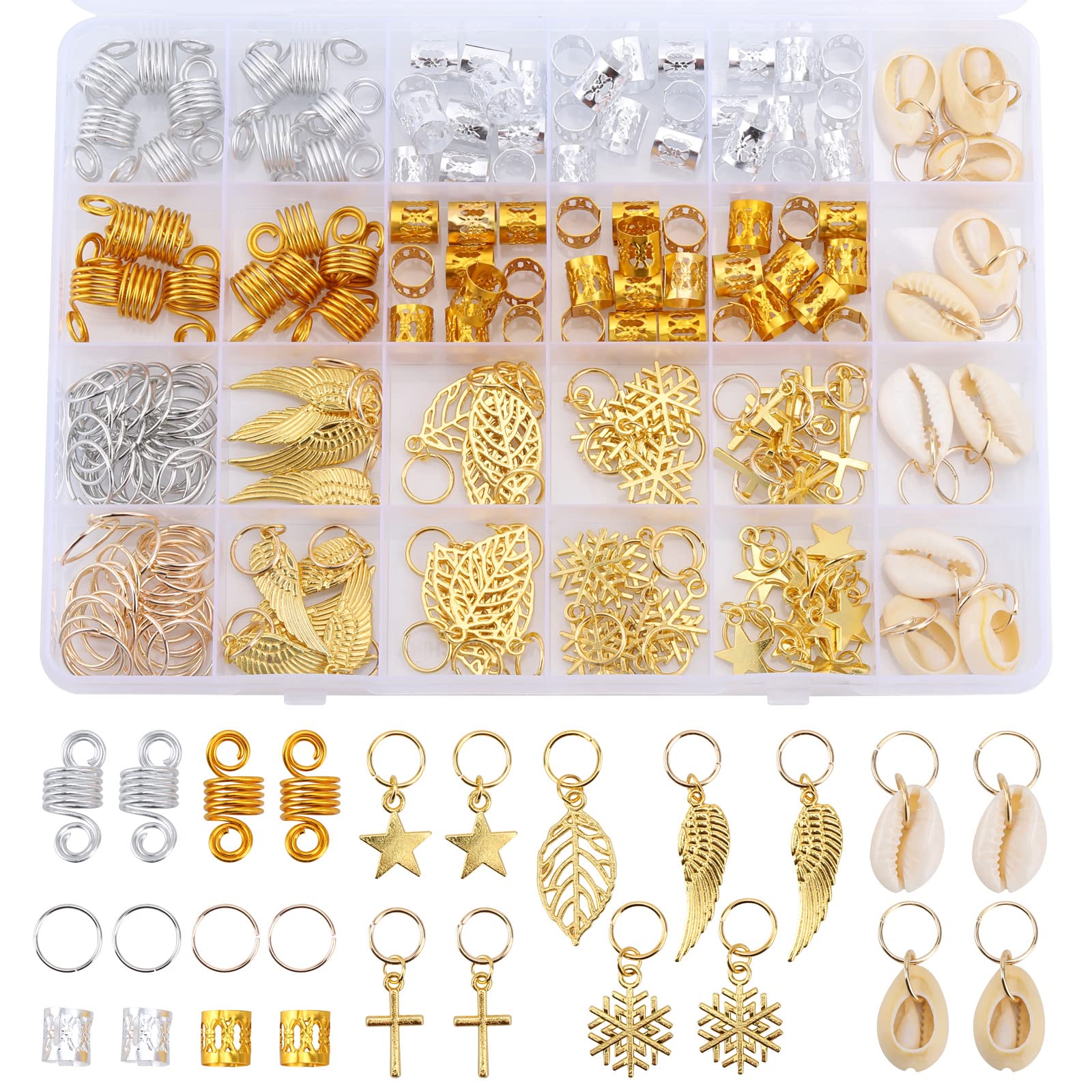 200 Pcs Dreadlock Accessories, Loc Hair Jewelry for Braids Metal Gold and Silver  Hair Charms for