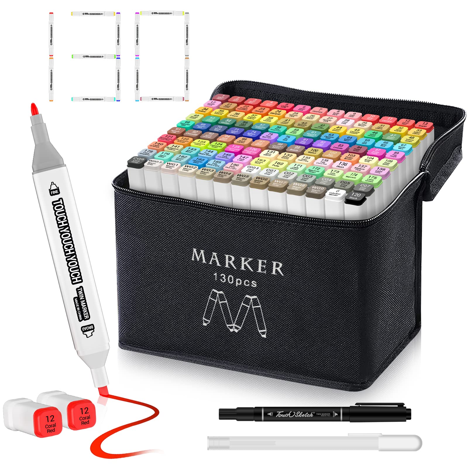 Banral 130 Colors Dual Tip Alcohol Based Markers, Twin Sketch Art Markers  Set Pens for Artists Kids Adult Coloring Drawing Sketching Card Making  Illustration, Premium Brush Markers with Case