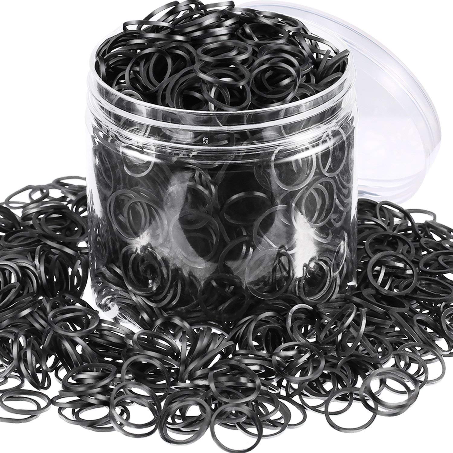 2000 Pack Mini Rubber Bands Elastic Hair Bands Soft Hair Ties with Box for  Children Hair Braiding Hair Wedding Hairstyle (Black)