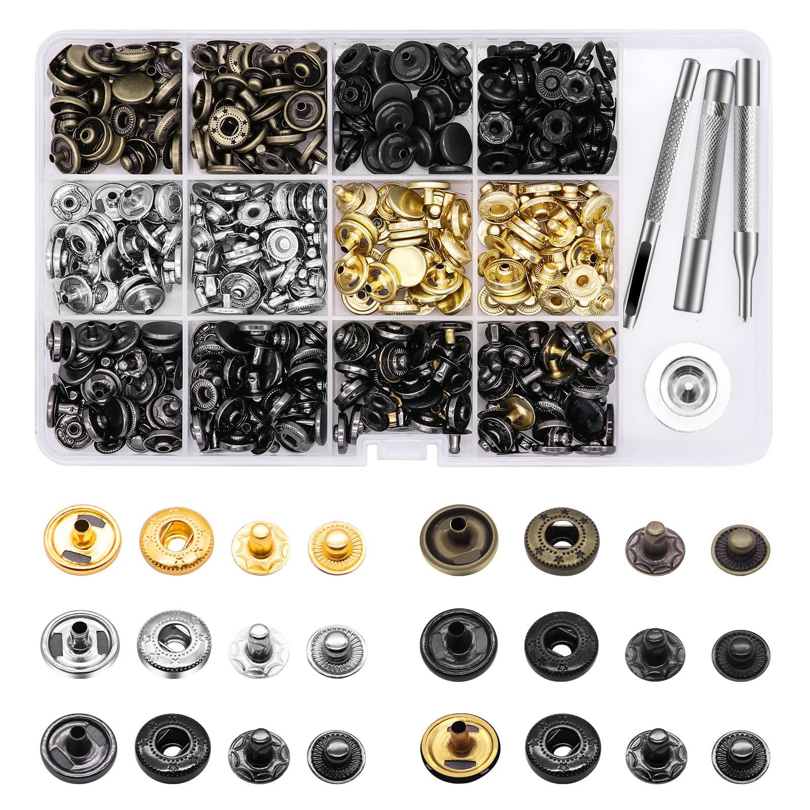 Alritz 120 Set Leather Snap Fasteners Kit 12.5mm Metal Button