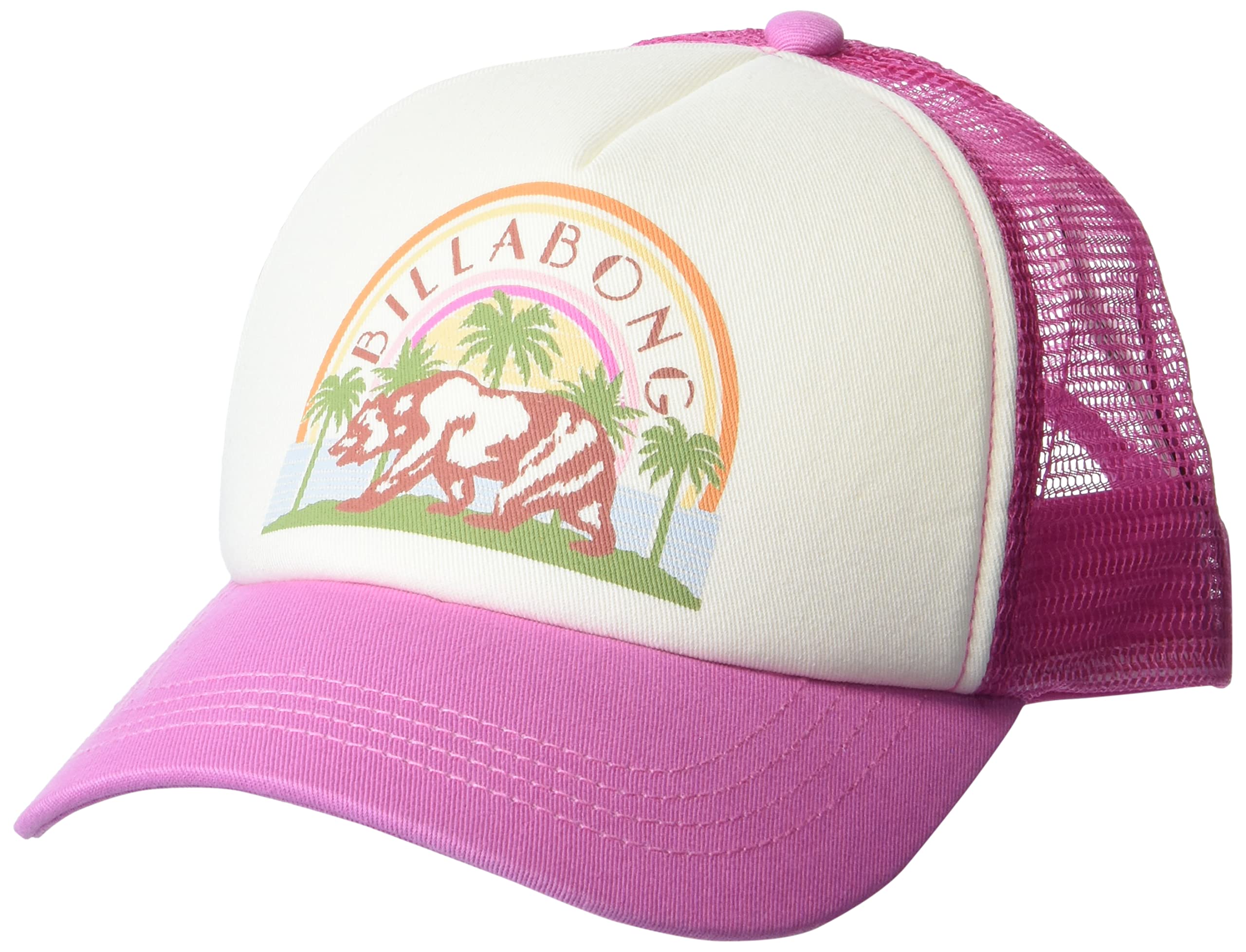 Mesh Pitstop Adjustable Girls\' One Love Billabong Hat, Trucker Pink, Paradise California Back