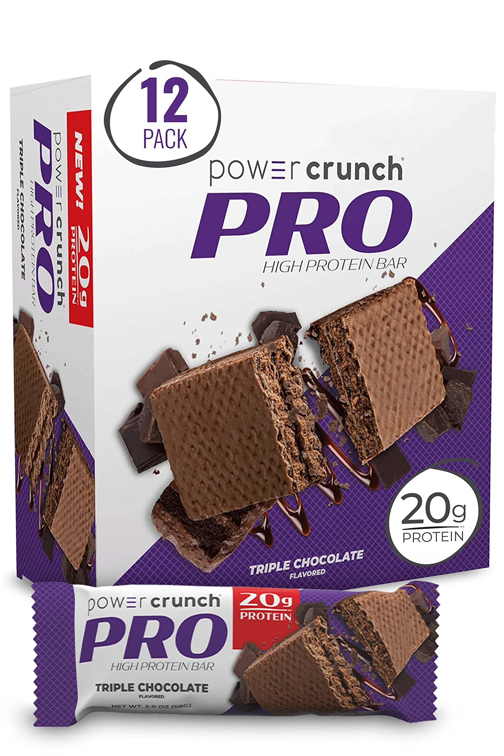 BNRG Power Crunch Protein Energy Bar PRO Triple Chocolate 12 Bars 2.0 oz  (58 g) Each