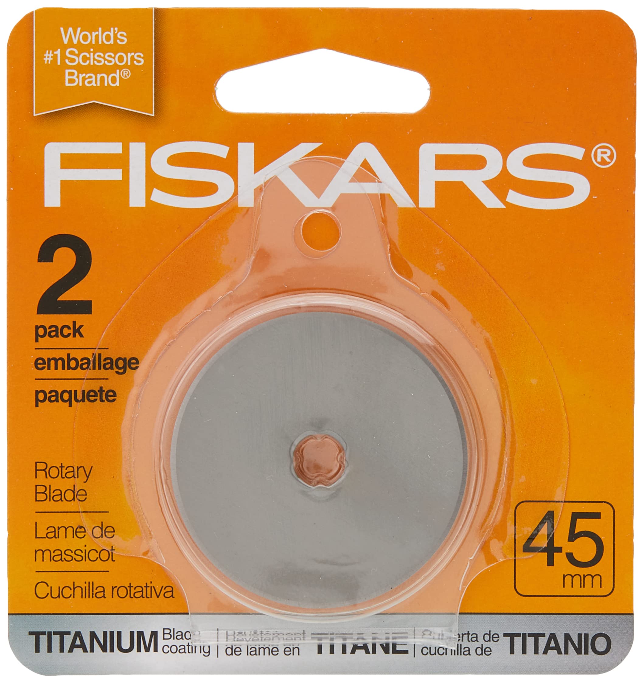 Fiskars 158290-1001 Titanium Rotaty Cutter Replacement Blades, 45mm, 2  Pack, Silver