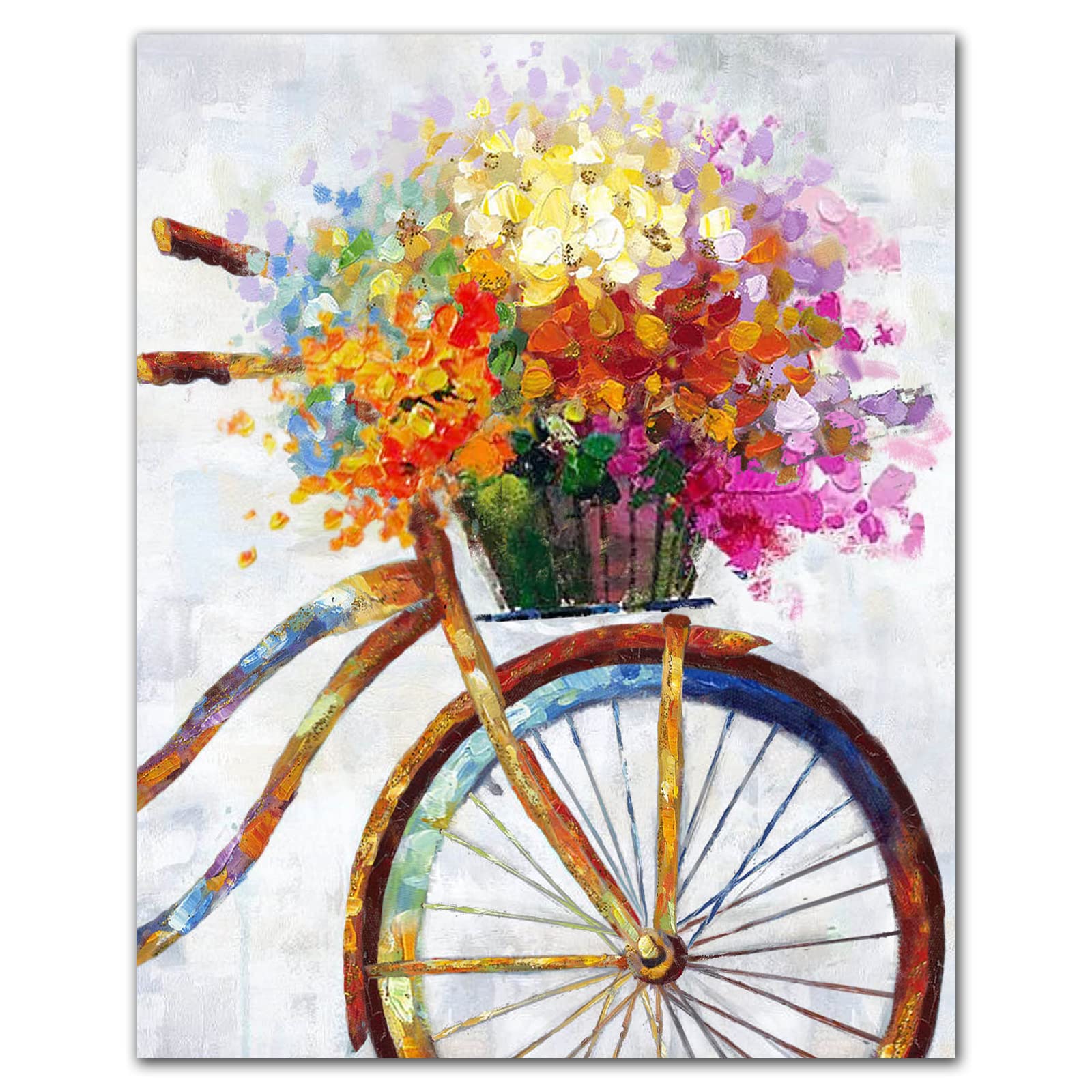 Paint by Numbers for Adults and Kids Beginner Bicycle Floral Paint by  Number Kits On Canvas Without Frame DIY Paint by Numbers for Kids Ages 8-12  Home Wall Decor(15.7x19.7inch) A-Flower Bicycle Unframed