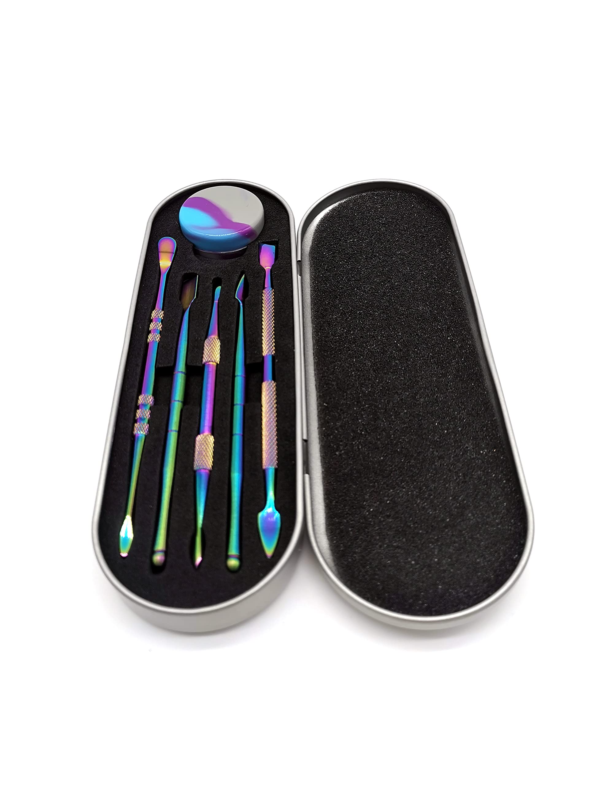 Rainbow Stainless Steel Dab Tool Kit with Silicone Jar