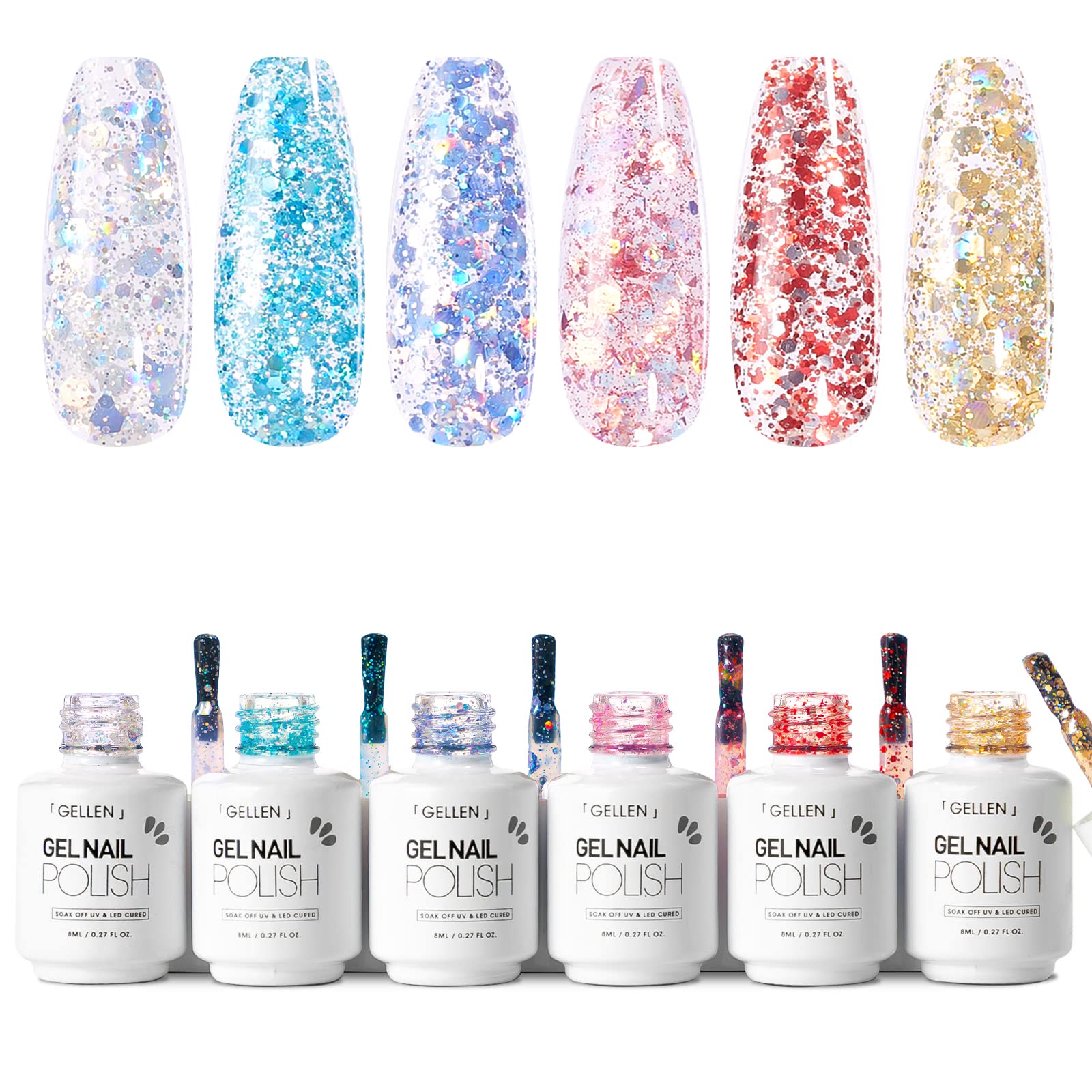 Gellen Nail Tips and Glue Gel Kit, Gel x Nail Kit 240Pcs Almond Nail Tips  Clear Fake Nails, U V/LED Nail Lamp, 3 in 1 Nail Glue Gel For Gel Nail  Extension