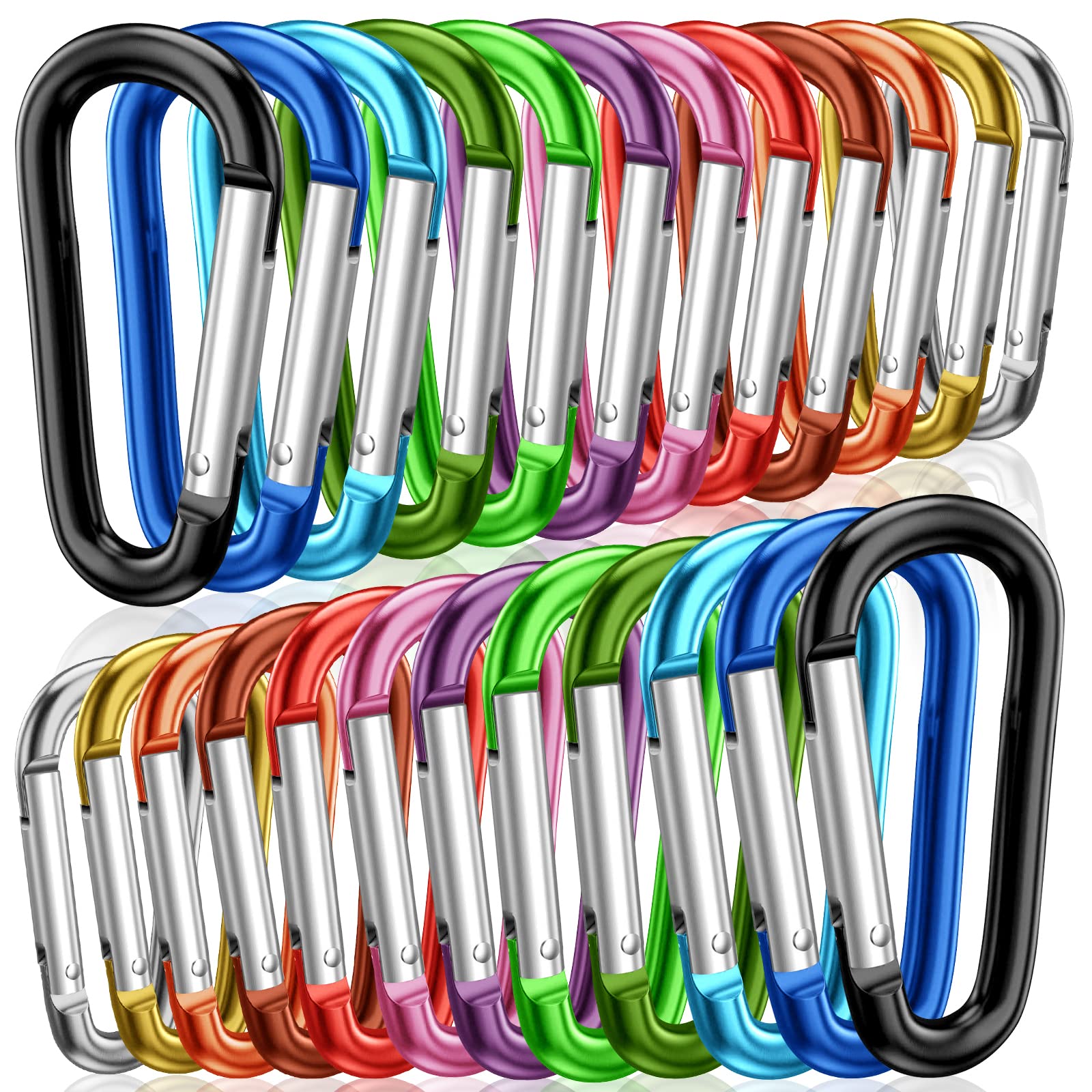 STURME 2 Aluminum D Ring Carabiners Clip D Shape Spring Loaded Gate Small  Keychain Carabiner Clip Set Outdoor Camping Mini Lock Snap Hooks Spring  Link Key Chain Durable Improved 24 PCS Assorted
