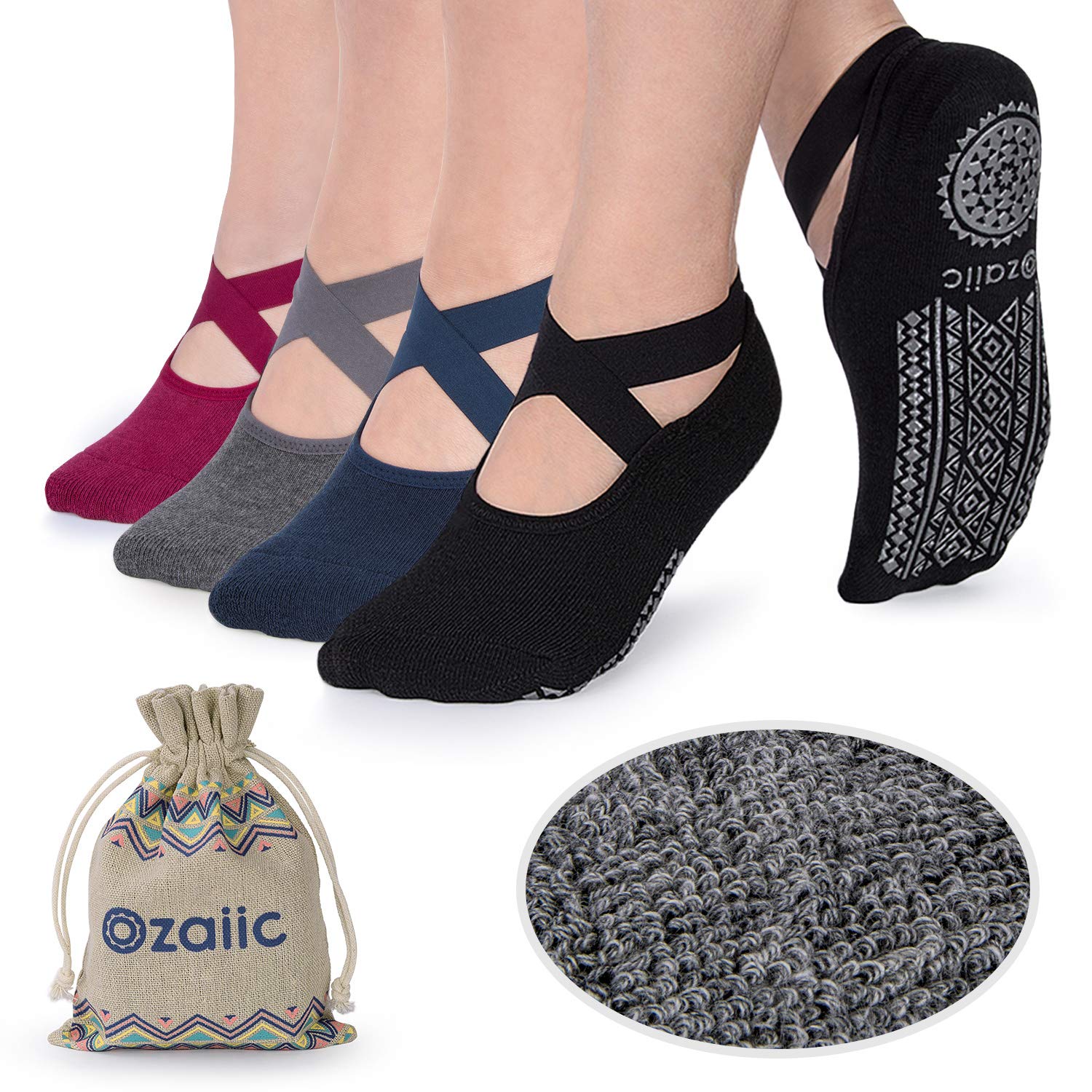 Ozaiic Non Slip Socks for Yoga Pilates Barre Fitness Hospital