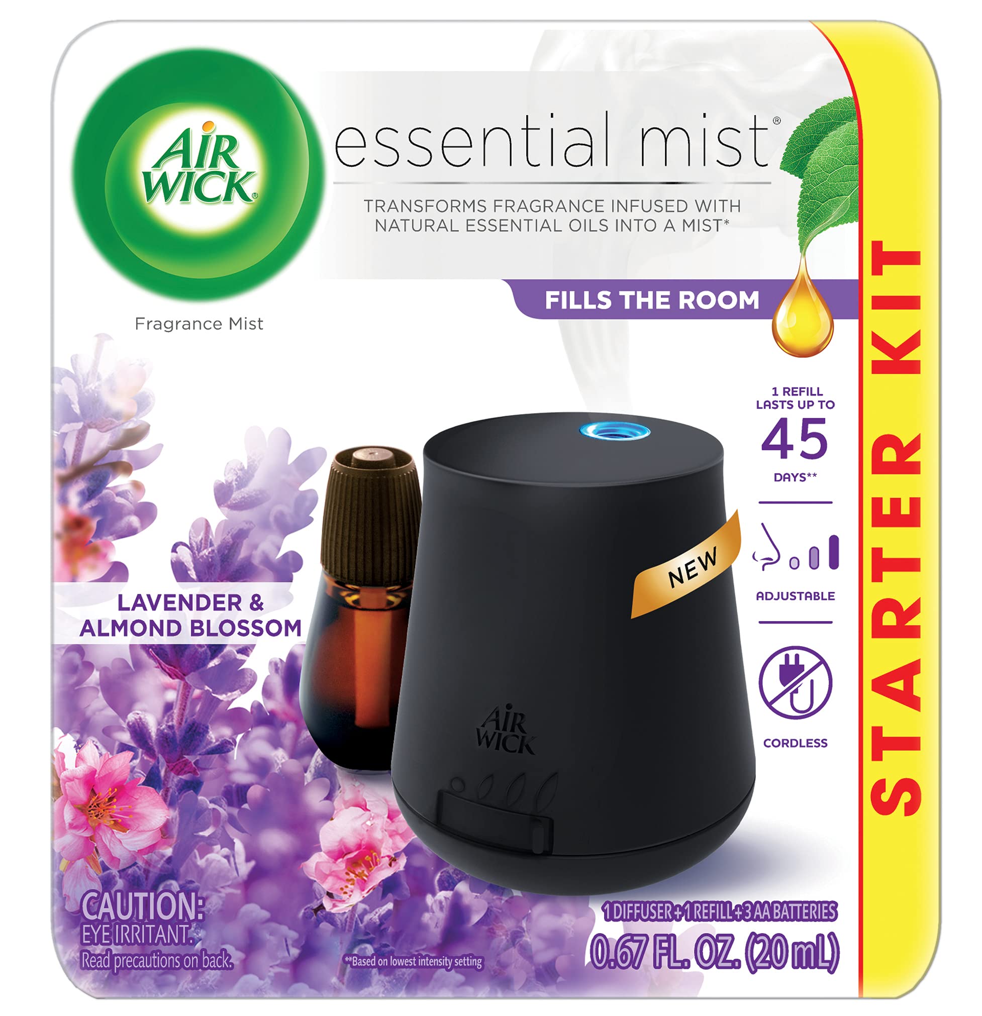 Air Wick Essential Mist, Assorted Fragrances, 1 Diffuser + 3 Refills