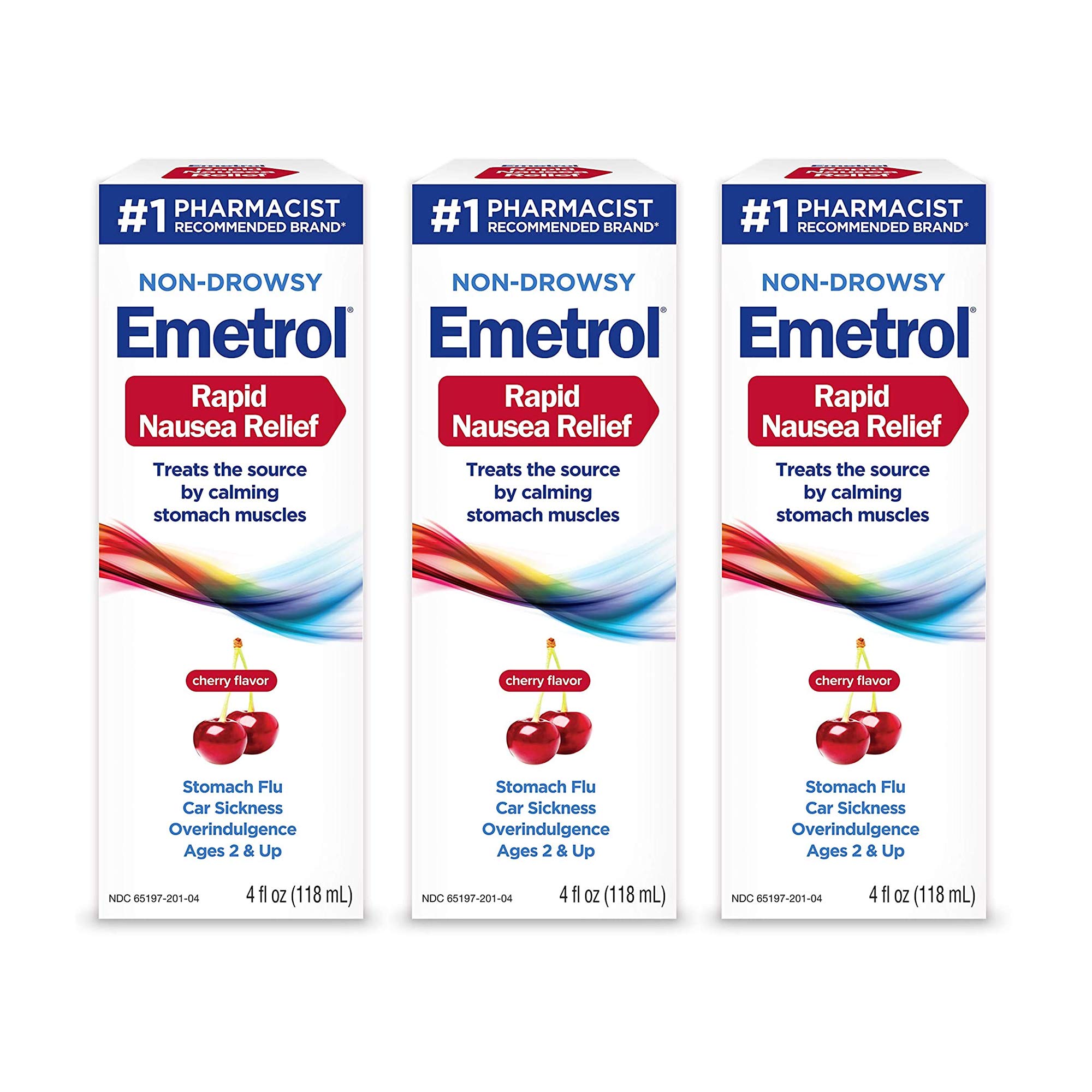 Emetrol Nausea & Upset Stomach Relief Liquid Medication Cherry 4 oz
